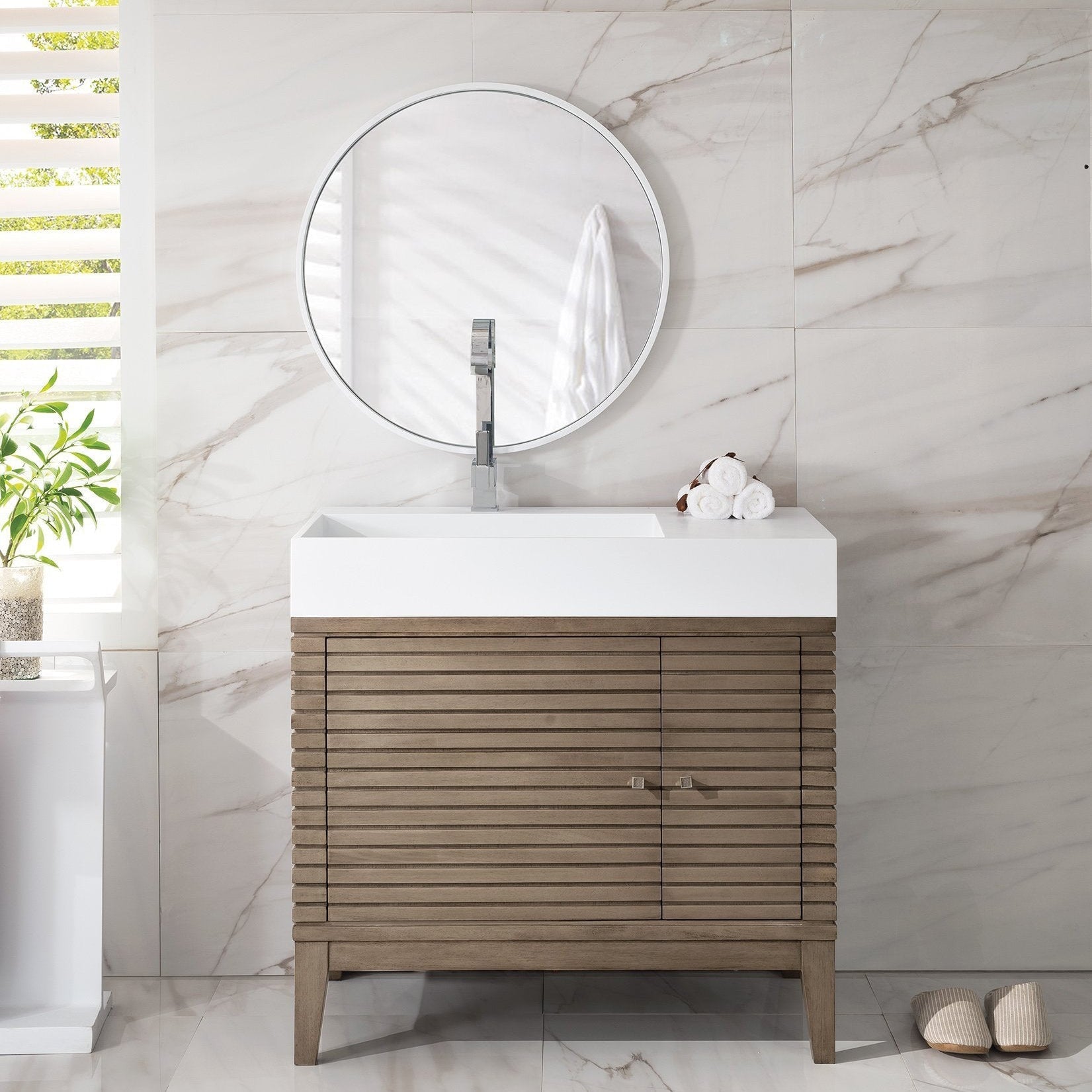Linear 36" Single Bathroom Vanity in Whitewashed Walnut – James Martin ...