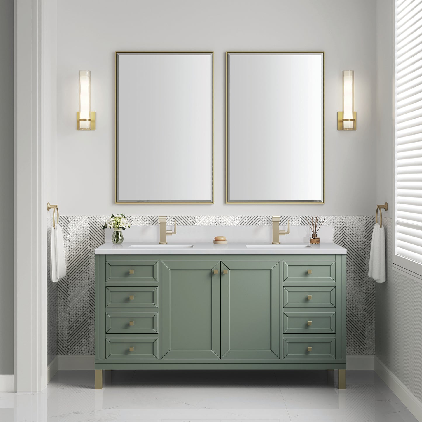 
                  
                    Chicago 60" Double Bathroom Vanity in Smokey Celadon
                  
                