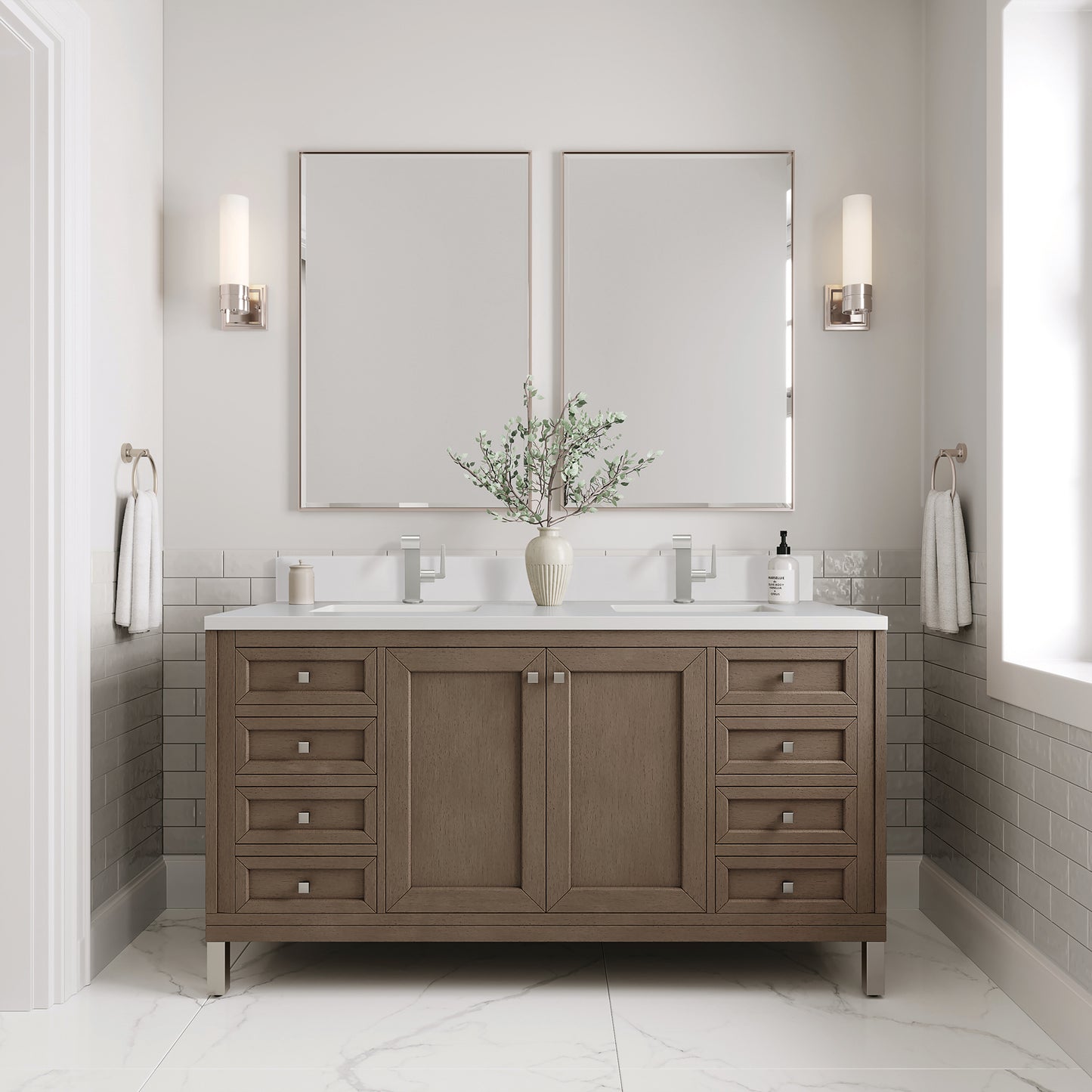 
                  
                    Chicago 60" Double Bathroom Vanity in Walnut Whisper
                  
                