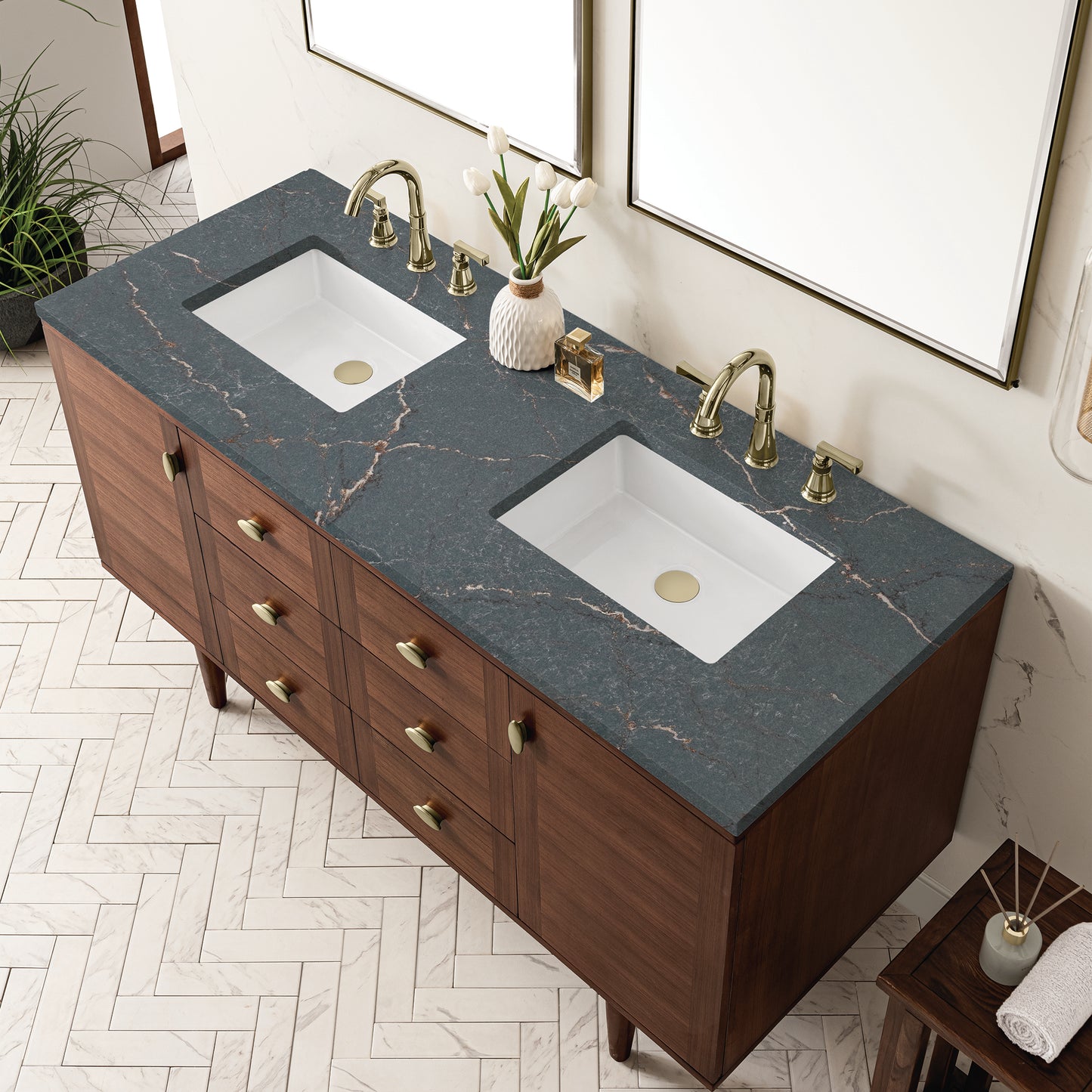
                  
                    Amberly 60" Double Vanity in Mid-Century Walnut
                  
                