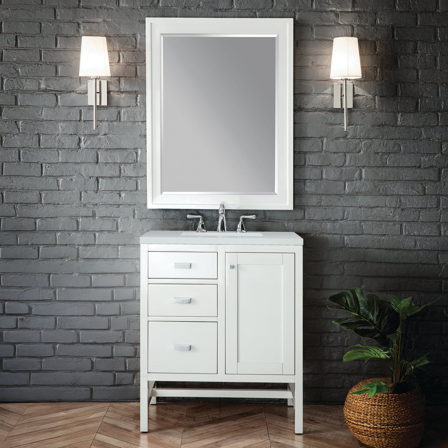 Addison 30" Single Vanity Cabinet in Glossy White Single Bathroom Vanity James Martin Vanities 