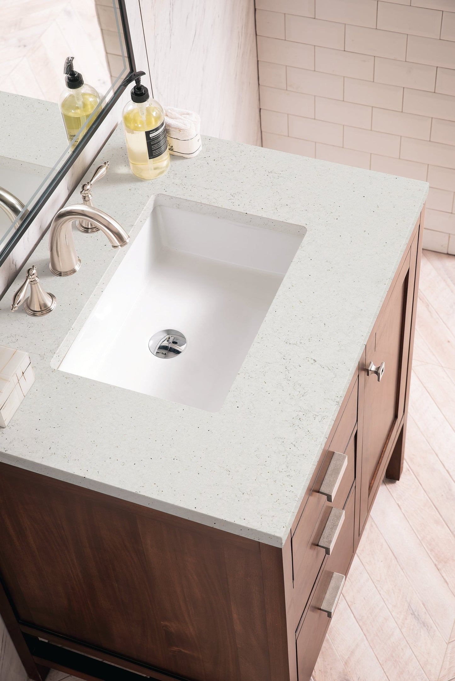 
                  
                    Addison 30" Single Vanity Cabinet in Mid-Century Acacia Single Bathroom Vanity James Martin Vanities Lime Delight Silestone 
                  
                