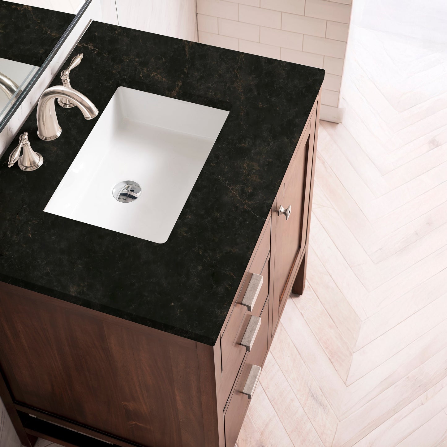 
                  
                    Addison 30" Single Vanity Cabinet in Mid-Century Acacia Single Bathroom Vanity James Martin Vanities Phantome Eclos 
                  
                