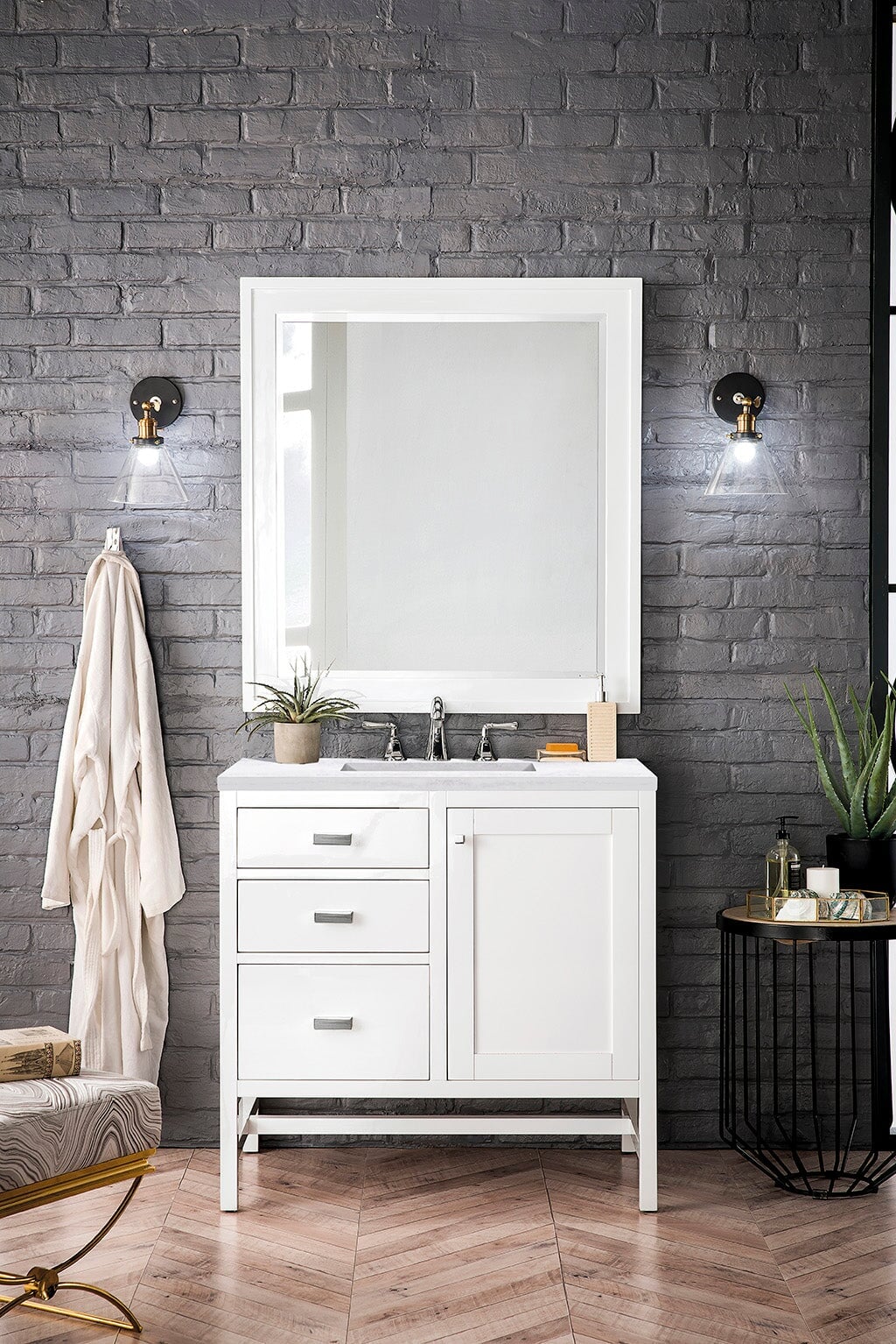 
                  
                    Addison 36" Single Vanity Cabinet in Glossy White Single Bathroom Vanity James Martin Vanities 
                  
                