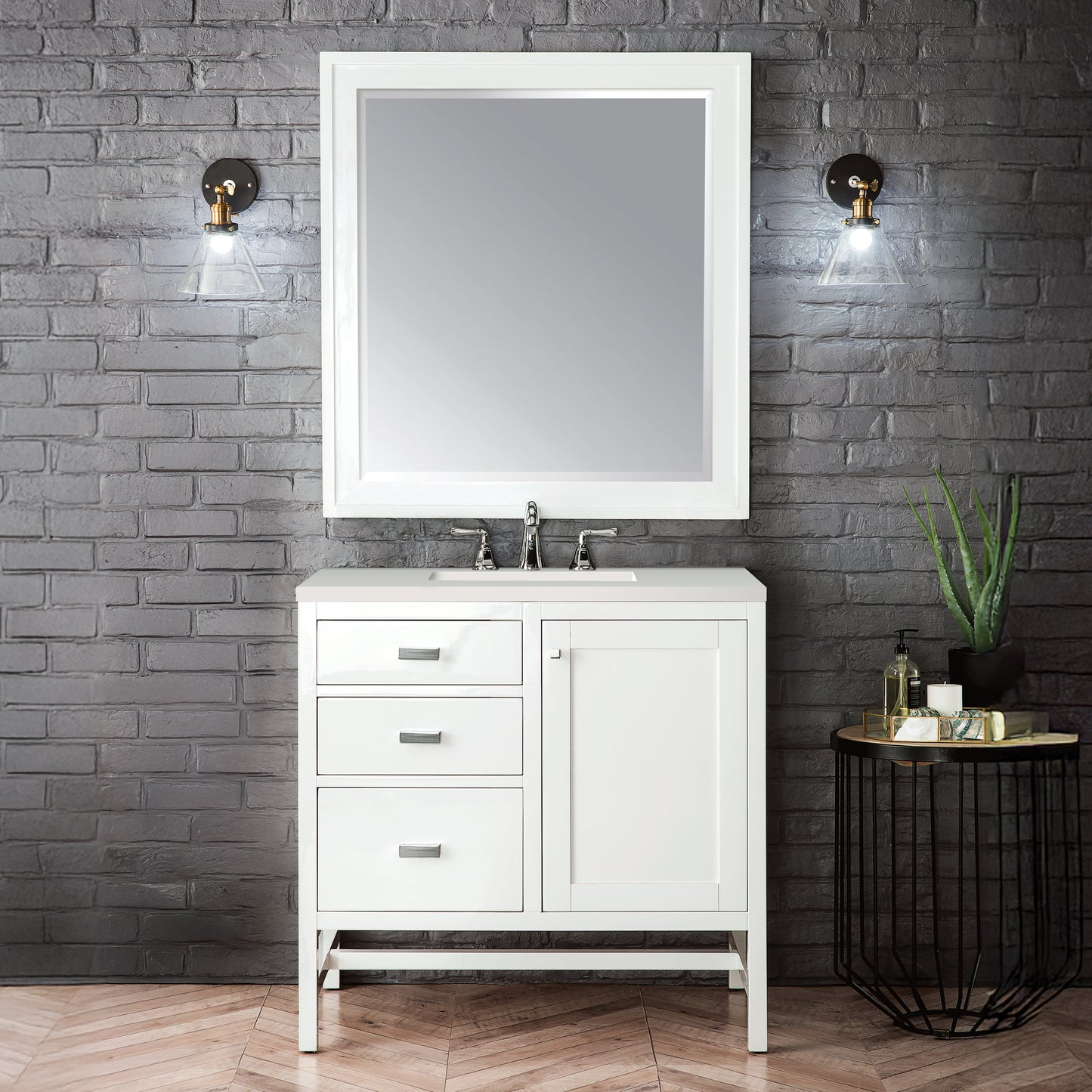 Addison 36" Single Vanity Cabinet in Glossy White Single Bathroom Vanity James Martin Vanities Select Your Top 