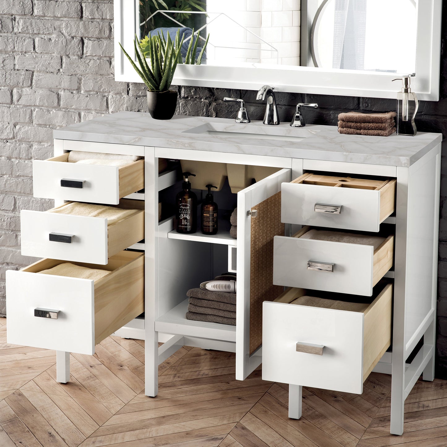 
                  
                    Addison 48" Single Vanity Cabinet in Glossy White Single Bathroom Vanity James Martin Vanities 
                  
                