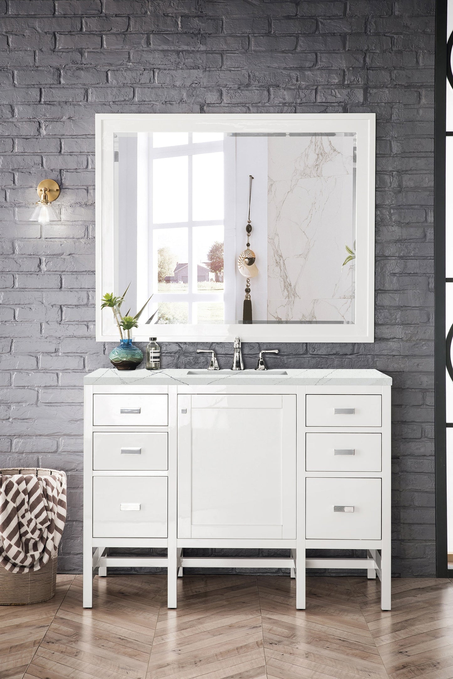 
                  
                    Addison 48" Single Vanity Cabinet in Glossy White Single Bathroom Vanity James Martin Vanities 
                  
                