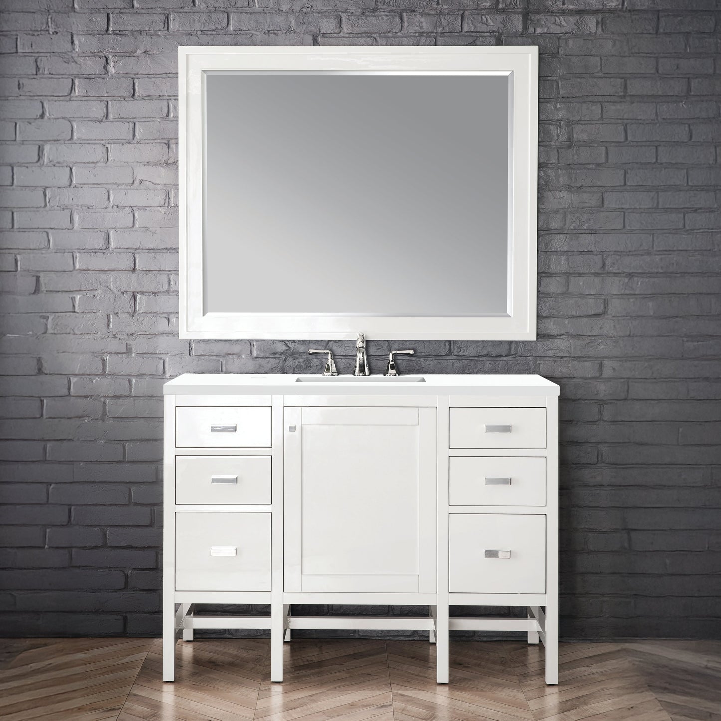 Addison 48" Single Vanity Cabinet in Glossy White Single Bathroom Vanity James Martin Vanities 