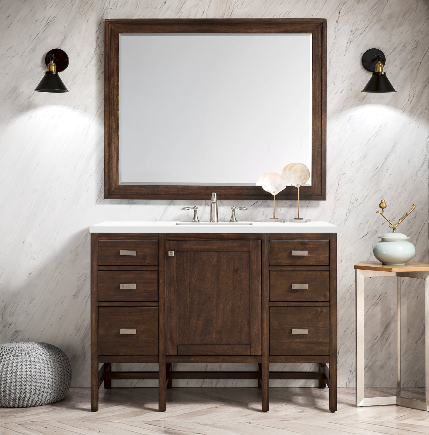 Addison 48" Single Vanity Cabinet in Mid-Century Acacia Single Bathroom Vanity James Martin Vanities 