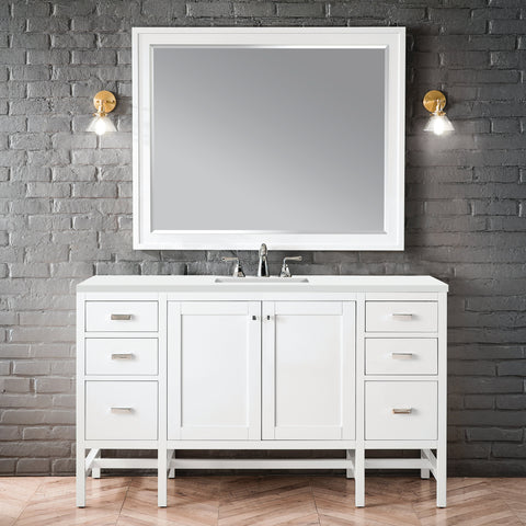 Addison 60" Single Vanity Cabinet in Glossy White Single Bathroom Vanity James Martin Vanities 