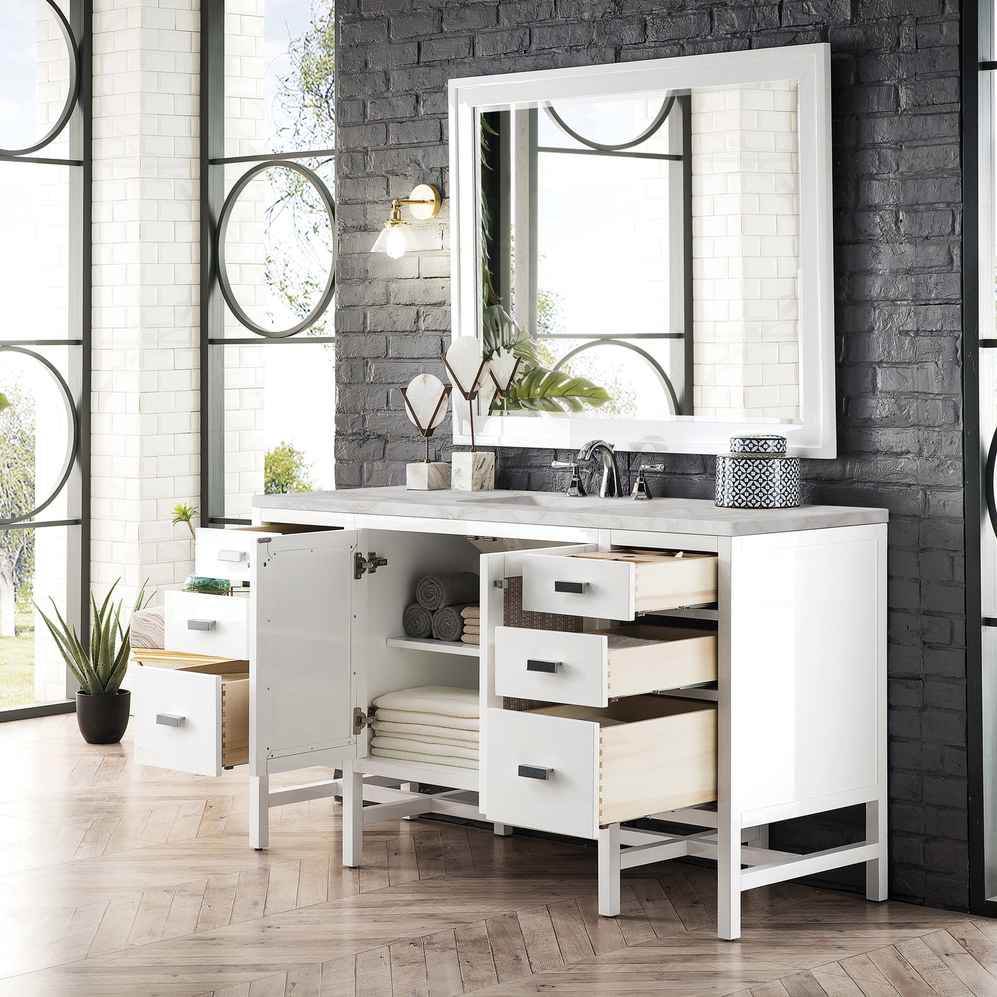 
                  
                    Addison 60" Single Vanity Cabinet in Glossy White Single Bathroom Vanity James Martin Vanities 
                  
                