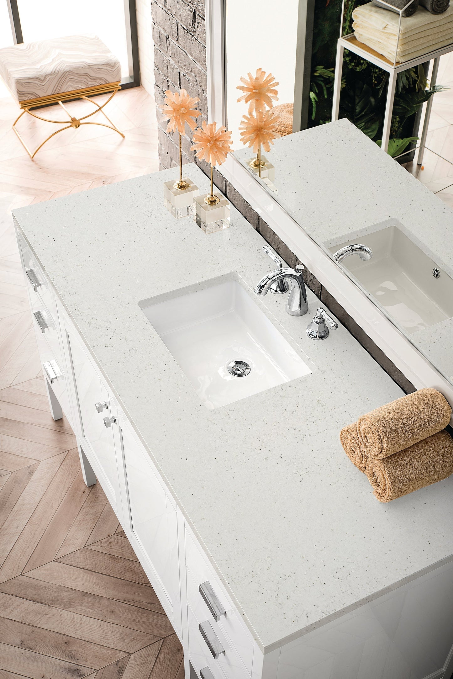 
                  
                    Addison 60" Single Vanity Cabinet in Glossy White Single Bathroom Vanity James Martin Vanities Lime Delight Top 
                  
                