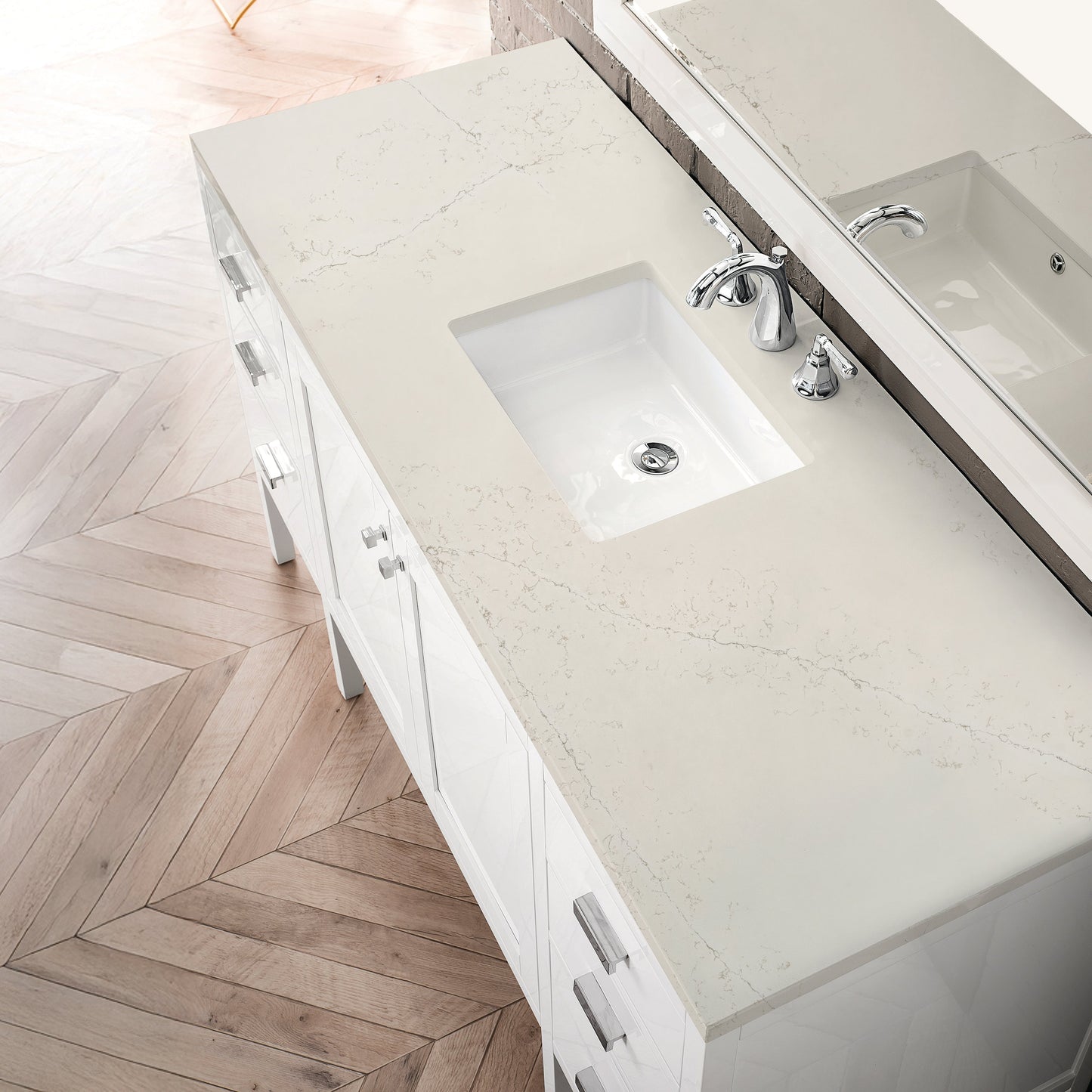 
                  
                    Addison 60" Single Vanity Cabinet in Glossy White Single Bathroom Vanity James Martin Vanities Siberian Silestone 
                  
                
