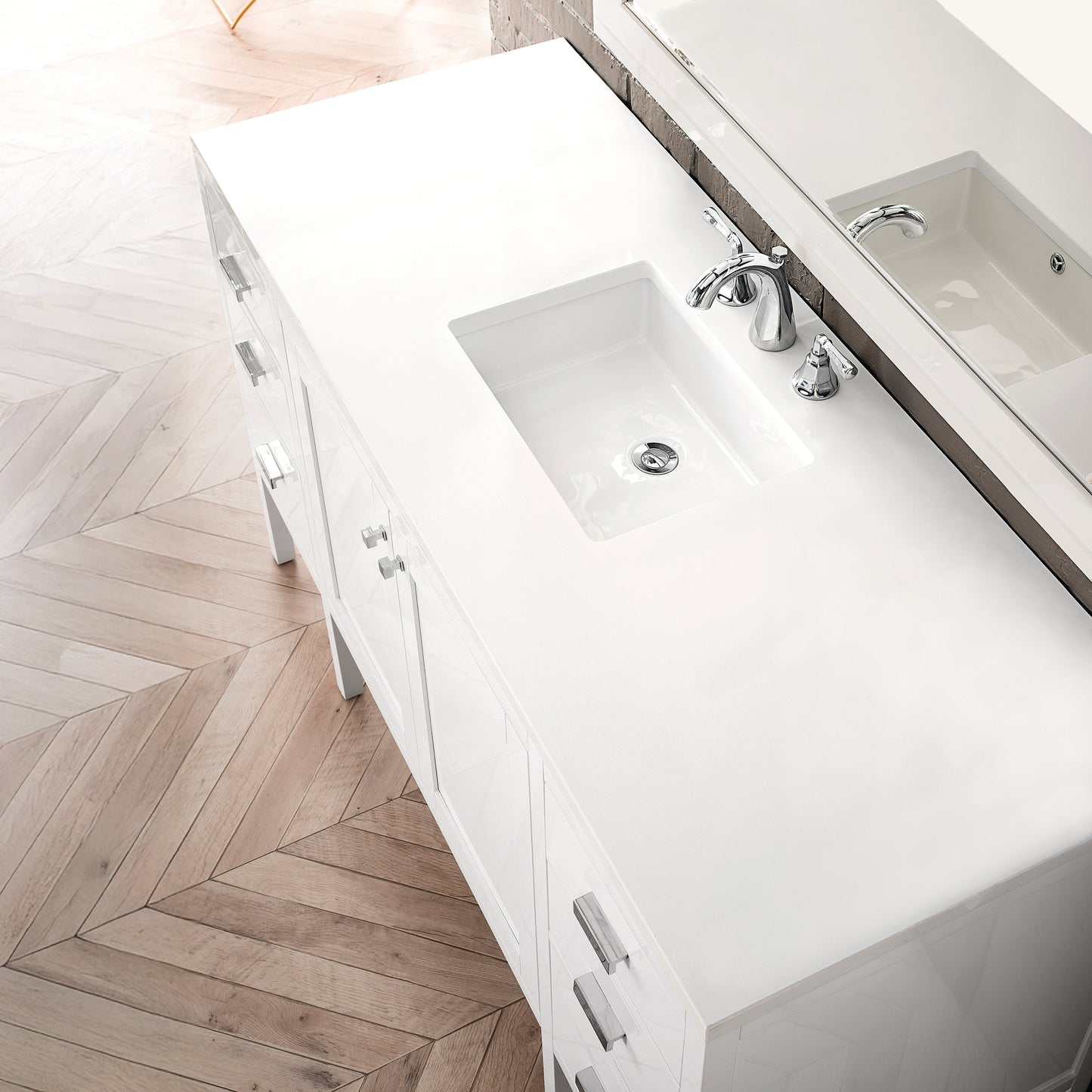 
                  
                    Addison 60" Single Vanity Cabinet in Glossy White Single Bathroom Vanity James Martin Vanities White Zeus Silestone 
                  
                