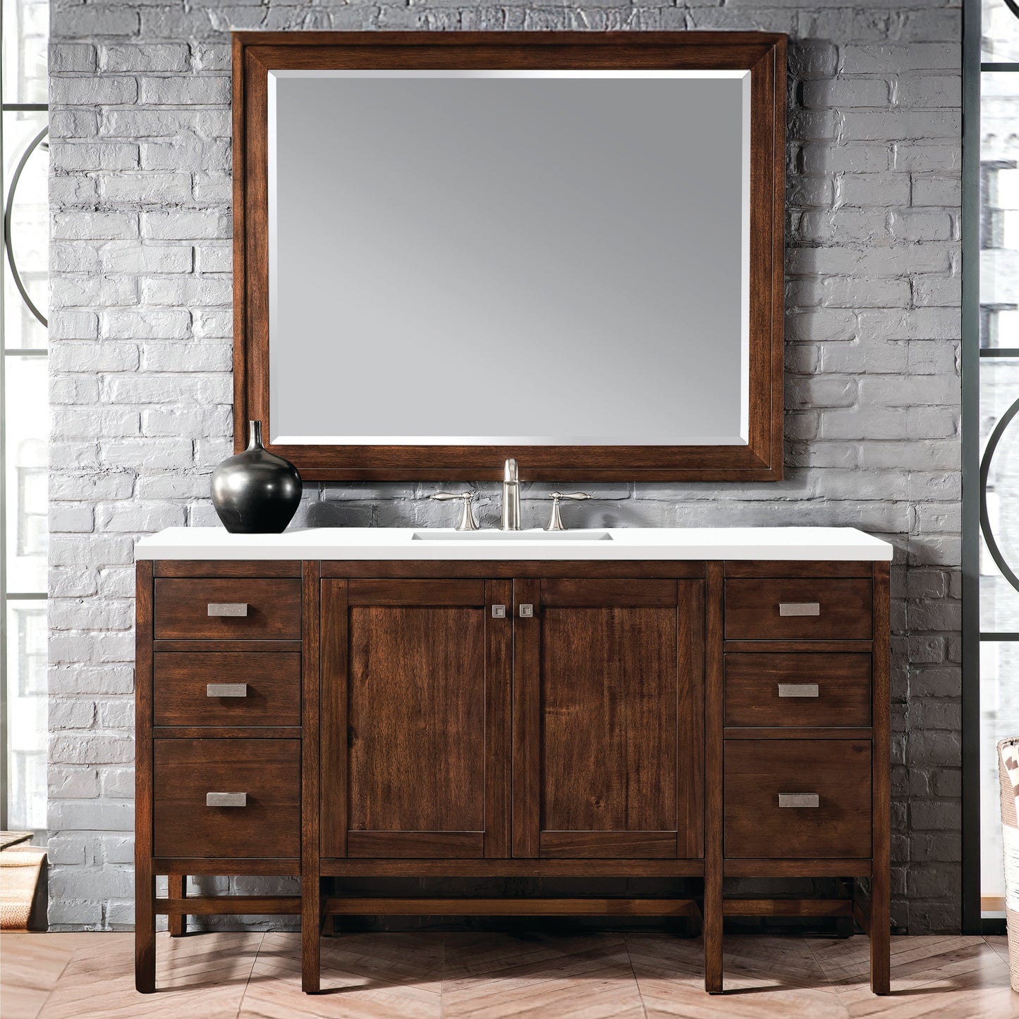 Addison 60" Single Vanity Cabinet in Mid-Century Acacia Single Bathroom Vanity James Martin Vanities 