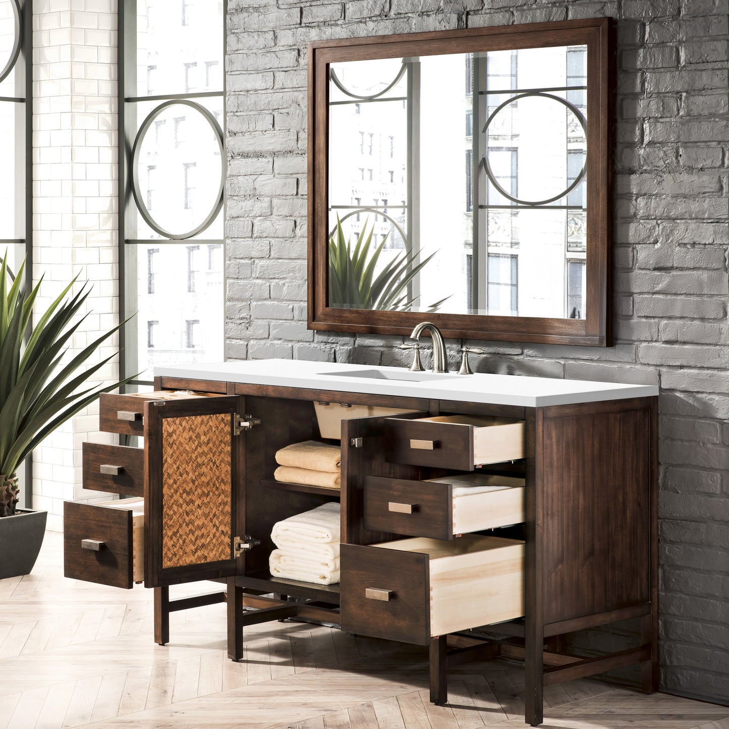 
                  
                    Addison 60" Single Vanity Cabinet in Mid-Century Acacia Single Bathroom Vanity James Martin Vanities 
                  
                