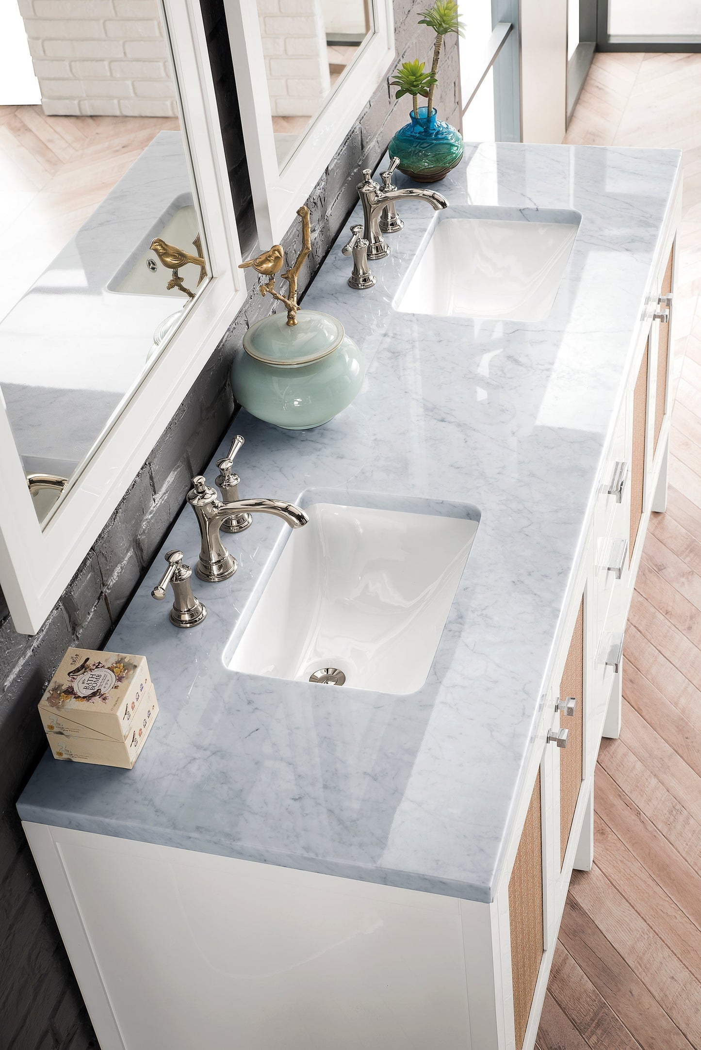 
                  
                    Addison 72" Double Vanity Cabinet in Glossy-White Double Bathroom Vanity James Martin Vanities Carrara White Marble 
                  
                