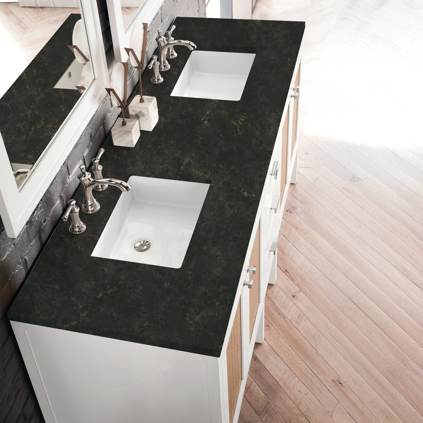 
                  
                    Addison 72" Double Vanity Cabinet in Glossy-White Double Bathroom Vanity James Martin Vanities Phantome Eclos 
                  
                