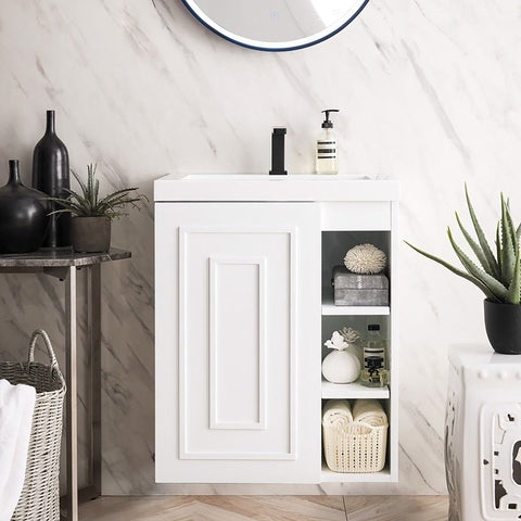 Alicante 24" Single Vanity in Glossy White Single Bathroom Vanity James Martin Vanities 