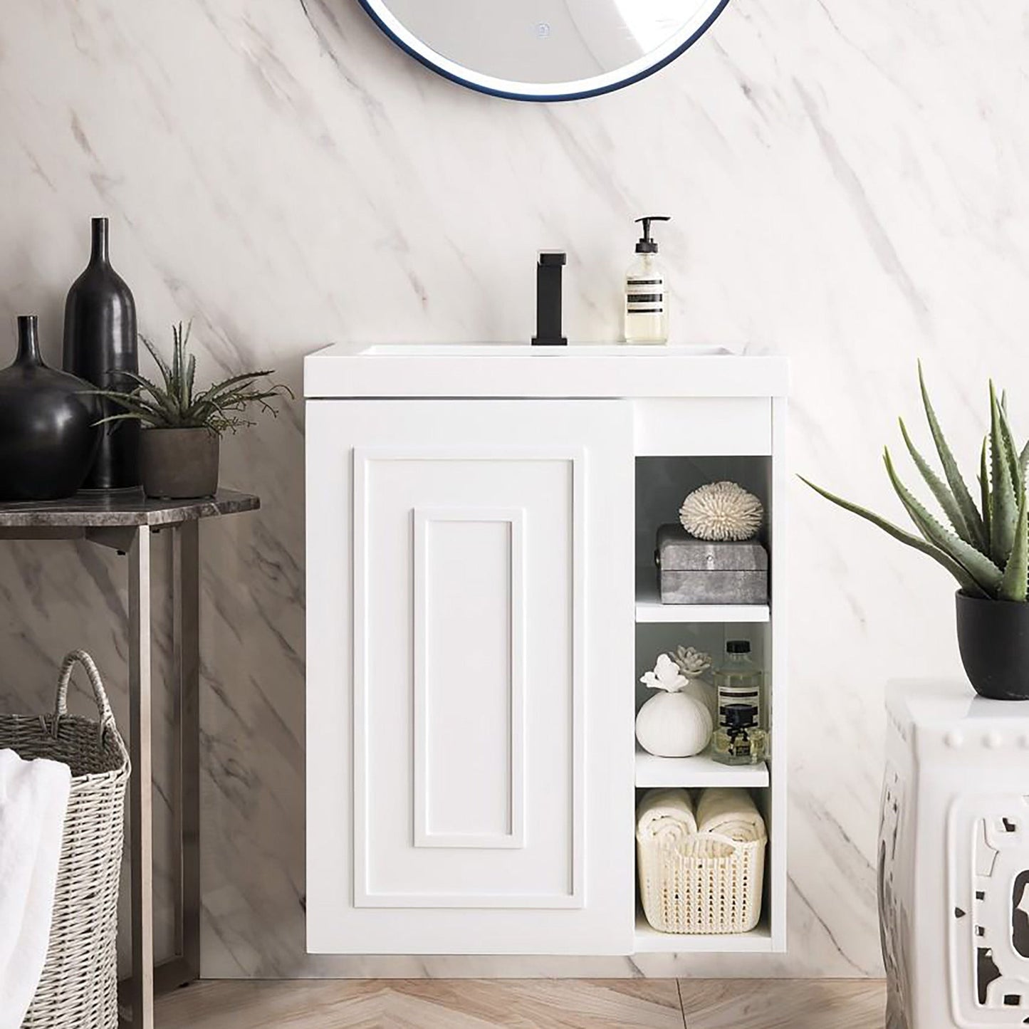 Alicante 24" Single Vanity in Glossy White Single Bathroom Vanity James Martin Vanities 