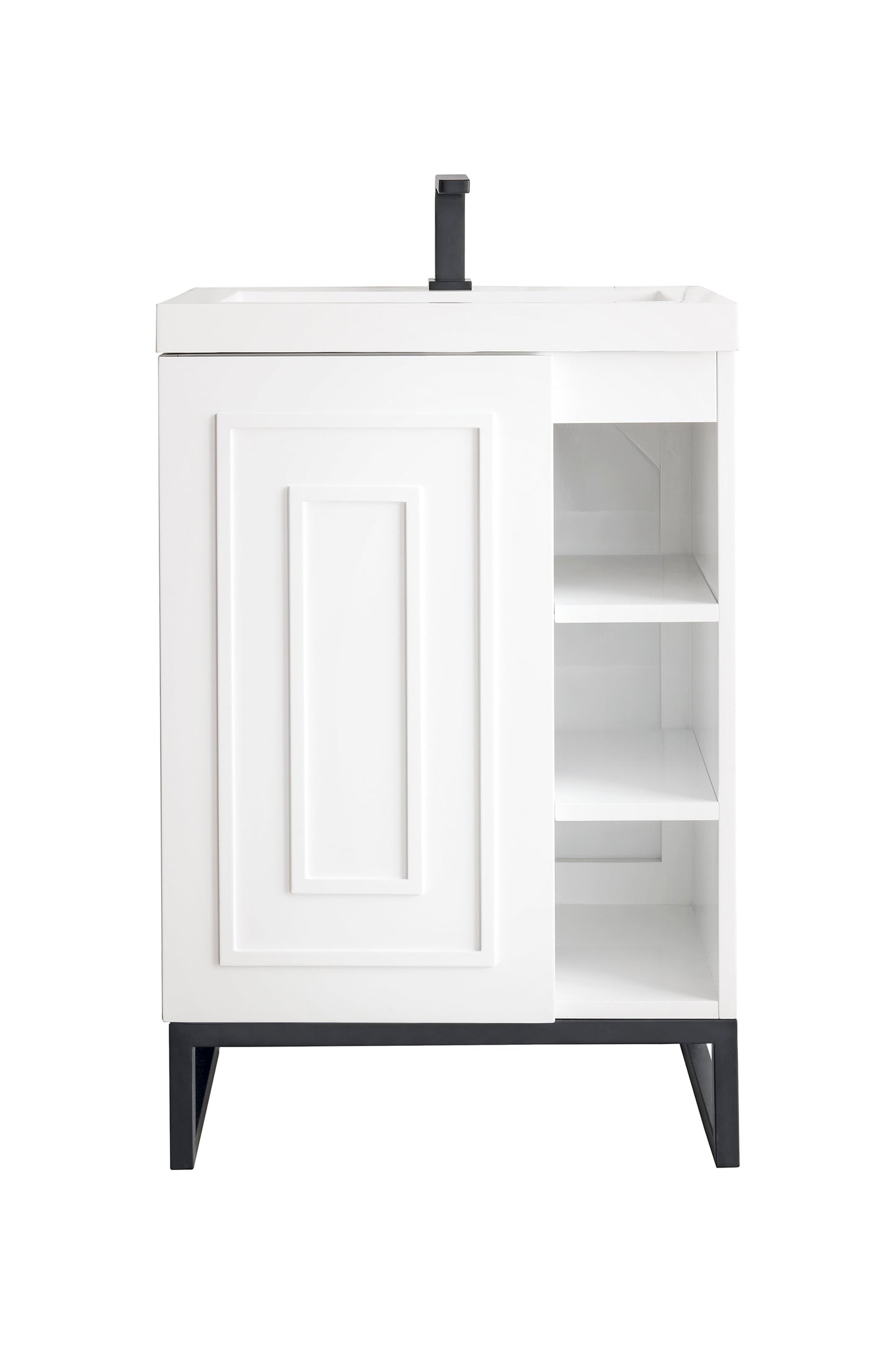 
                  
                    Alicante 24" Single Vanity in Glossy White Single Bathroom Vanity James Martin Vanities Matte Black 
                  
                