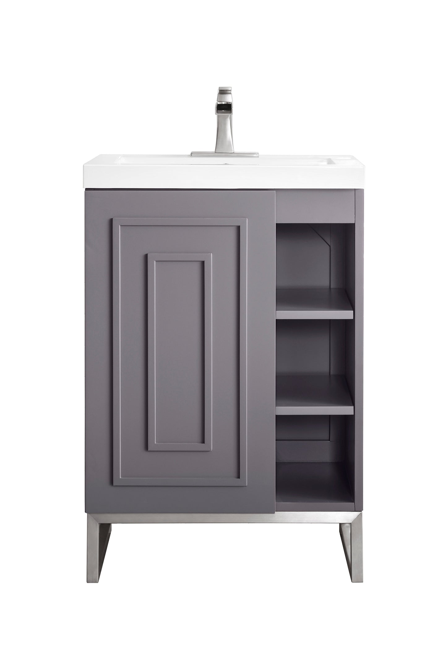 
                  
                    Alicante 24" Single Vanity in Grey Smoke Single Bathroom Vanity James Martin Vanities Gray Smoke Brushed Nickel 
                  
                