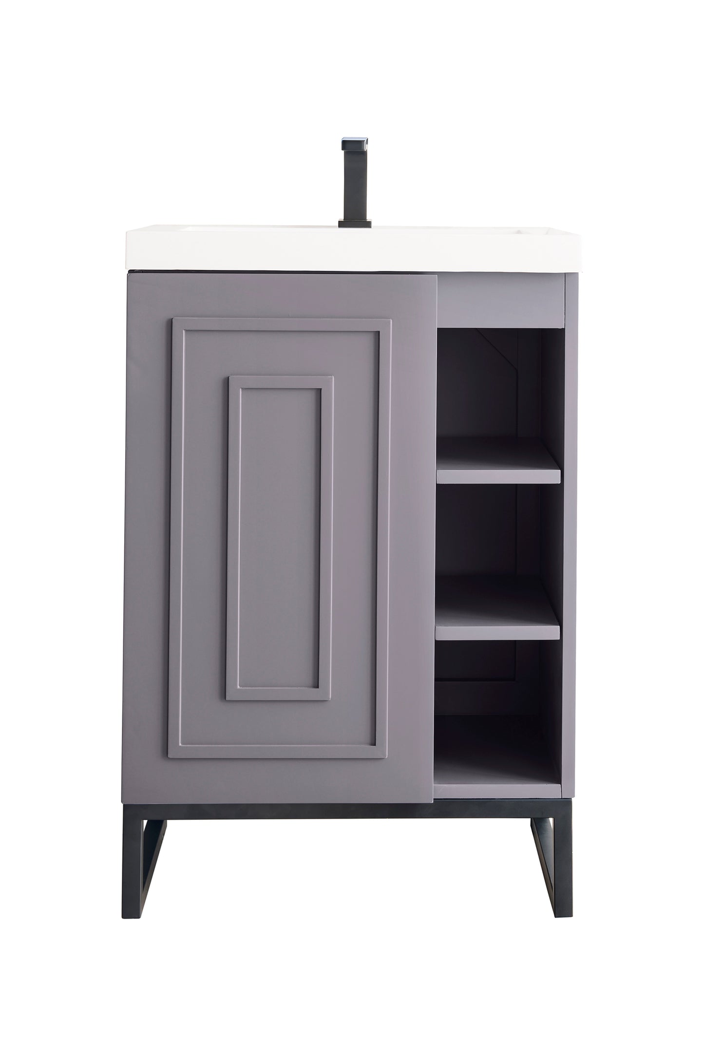 
                  
                    Alicante 24" Single Vanity in Grey Smoke Single Bathroom Vanity James Martin Vanities Gray Smoke Matte Black 
                  
                