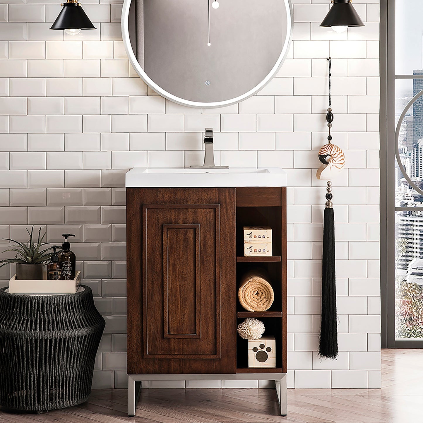 Alicante 24" Single Vanity in Mid-Century Acacia Single Bathroom Vanity James Martin Vanities Select a Style 