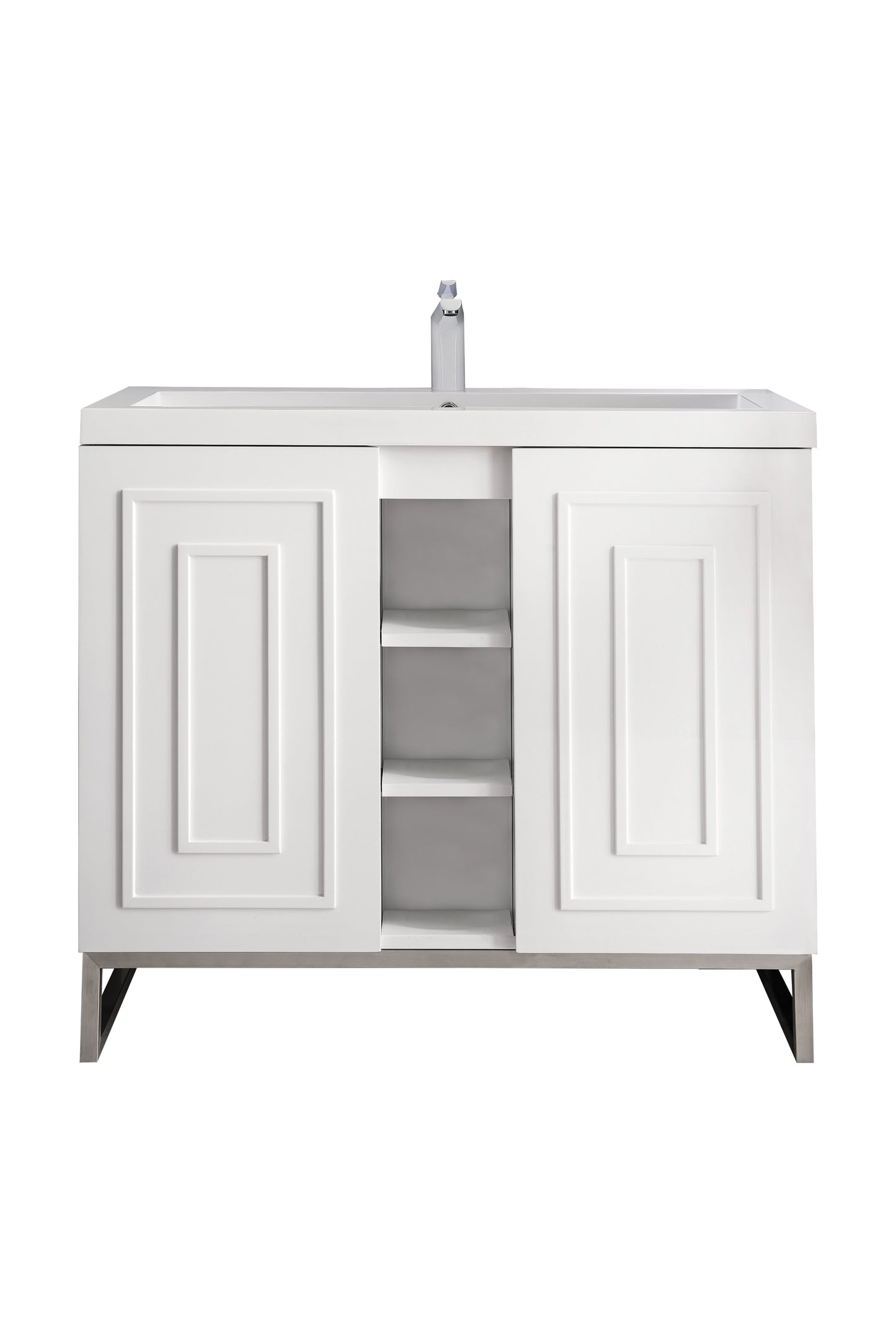 
                  
                    Alicante' 39.5" Single Vanity in Glossy White Single Bathroom Vanity James Martin Vanities Brushed Nickel 
                  
                