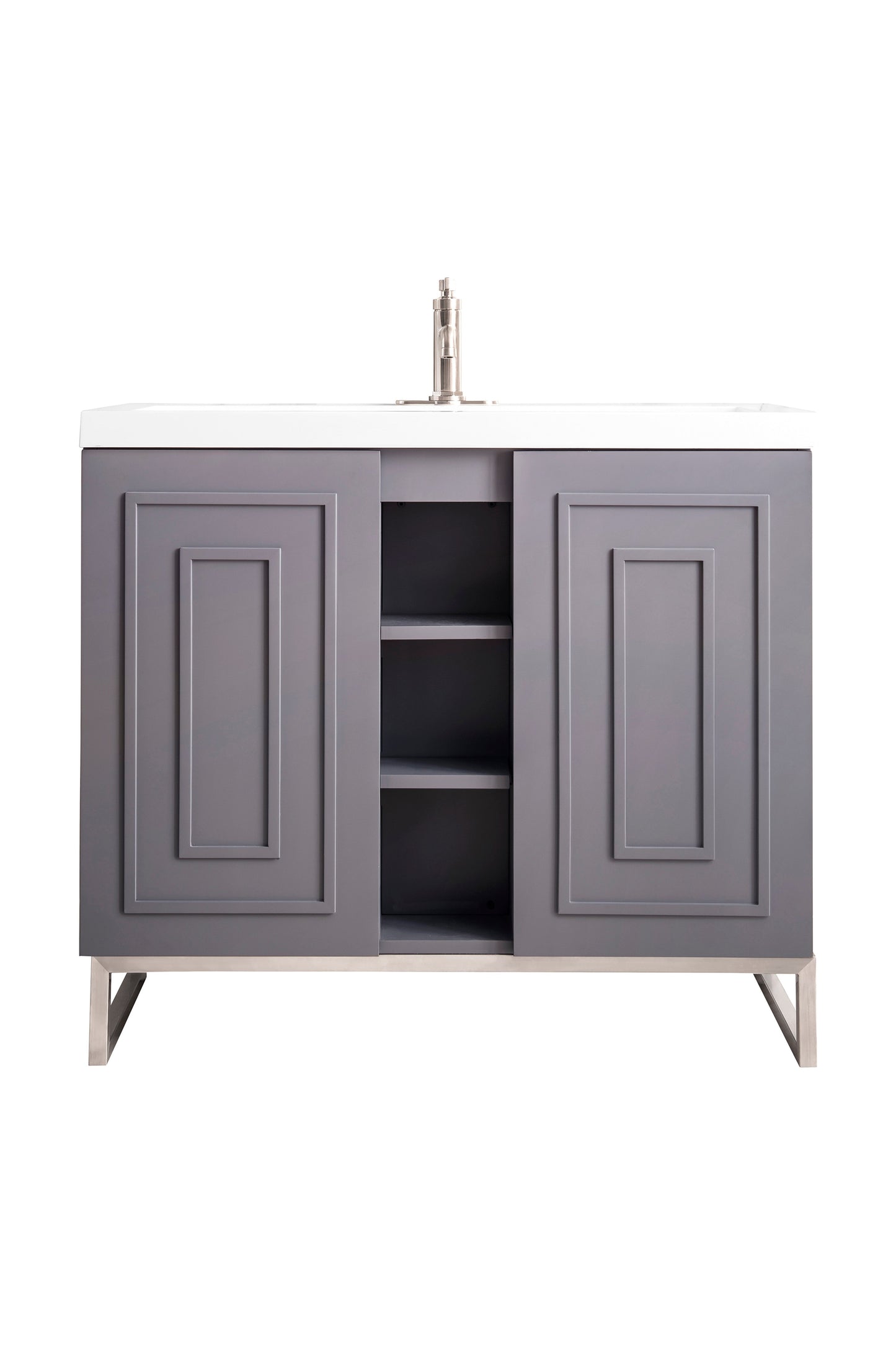 
                  
                    Alicante' 39.5" Single Vanity in Gray Smoke Single Bathroom Vanity James Martin Vanities Brushed Nickel 
                  
                