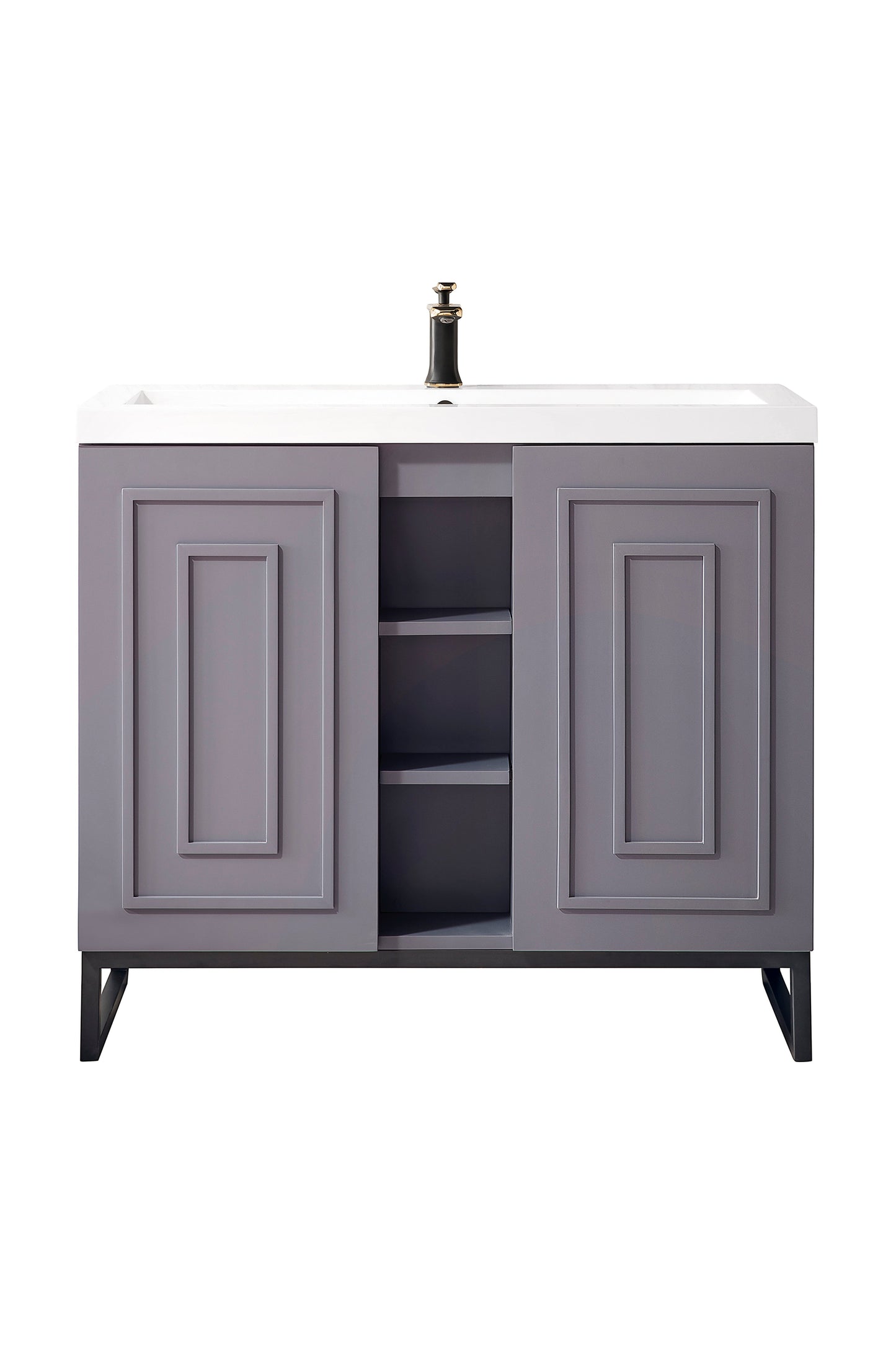 
                  
                    Alicante' 39.5" Single Vanity in Gray Smoke Single Bathroom Vanity James Martin Vanities Matte Black 
                  
                