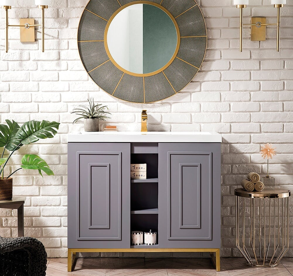 Alicante' 39.5" Single Vanity in Gray Smoke Single Bathroom Vanity James Martin Vanities Select Your Style 