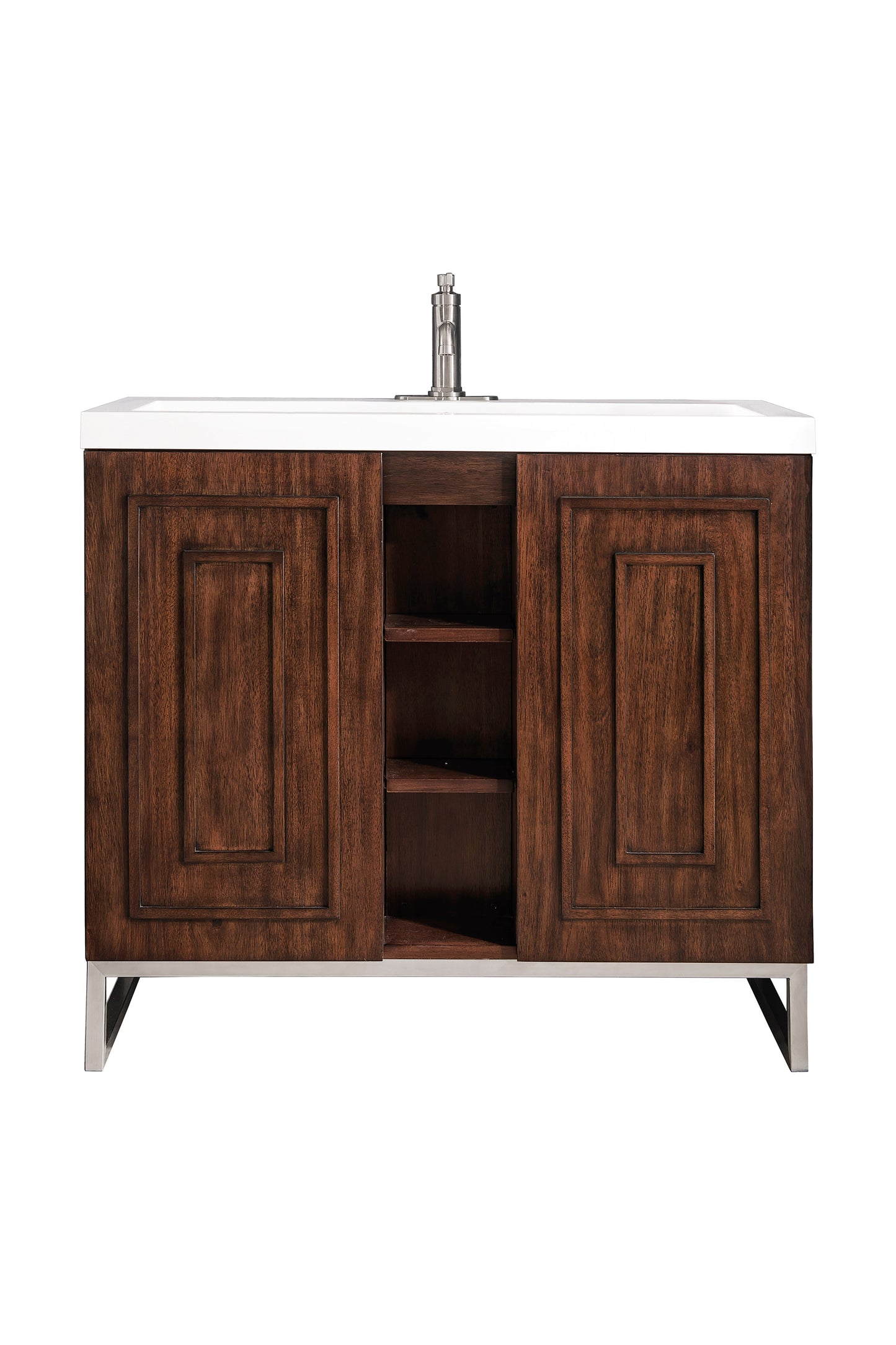 
                  
                    Alicante' 39.5" Single Vanity in Mid-Century Acacia Single Bathroom Vanity James Martin Vanities Brushed Nickel 
                  
                