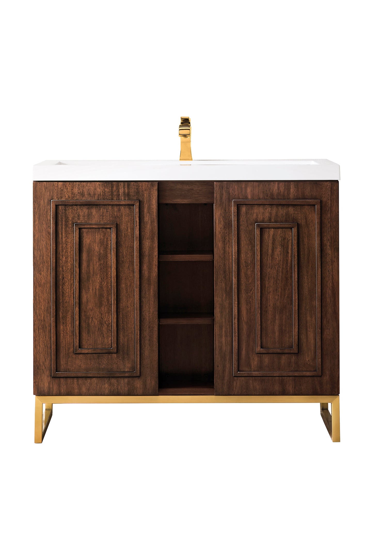 
                  
                    Alicante' 39.5" Single Vanity in Mid-Century Acacia Single Bathroom Vanity James Martin Vanities Radiant Gold 
                  
                