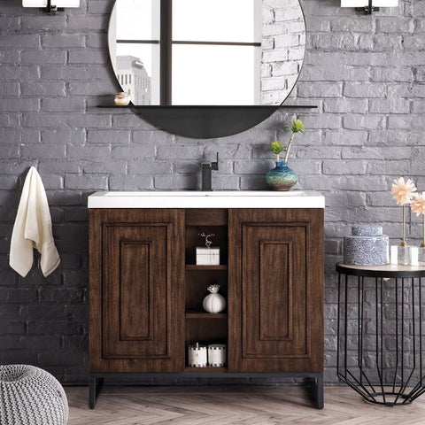 Alicante' 39.5" Single Vanity in Mid-Century Acacia Single Bathroom Vanity James Martin Vanities Select Your Style 