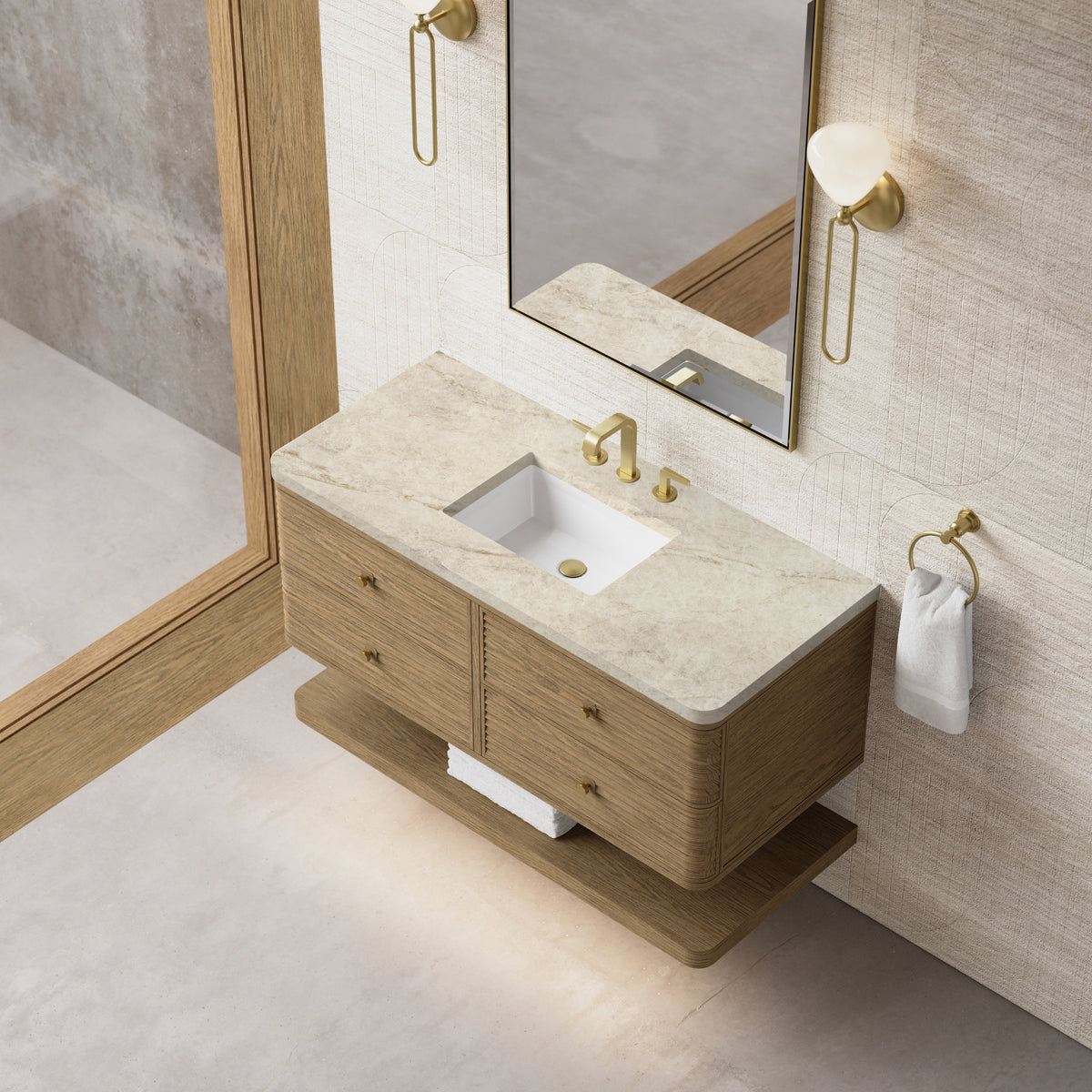 
                  
                    Allamari 48" Single Vanity in Dune Mist James Martin Vanities Tajnar Eclos 
                  
                