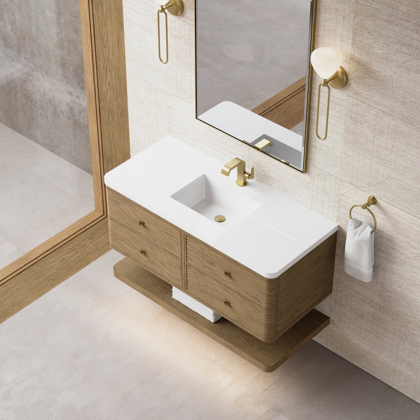 
                  
                    Allamari 48" Single Vanity in Dune Mist James Martin Vanities White Zeus Silestone 
                  
                