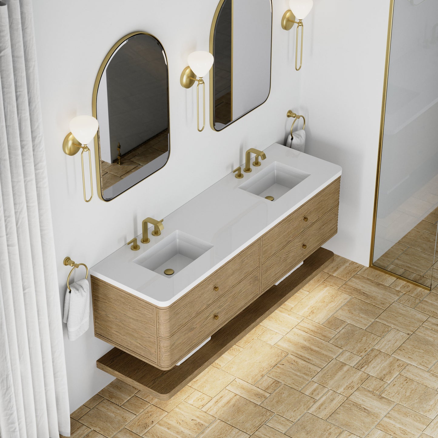 
                  
                    Allamari 72" Double Vanity in Dune Mist Double Bathroom Vanity James Martin Vanities White Zeus Silestone 
                  
                