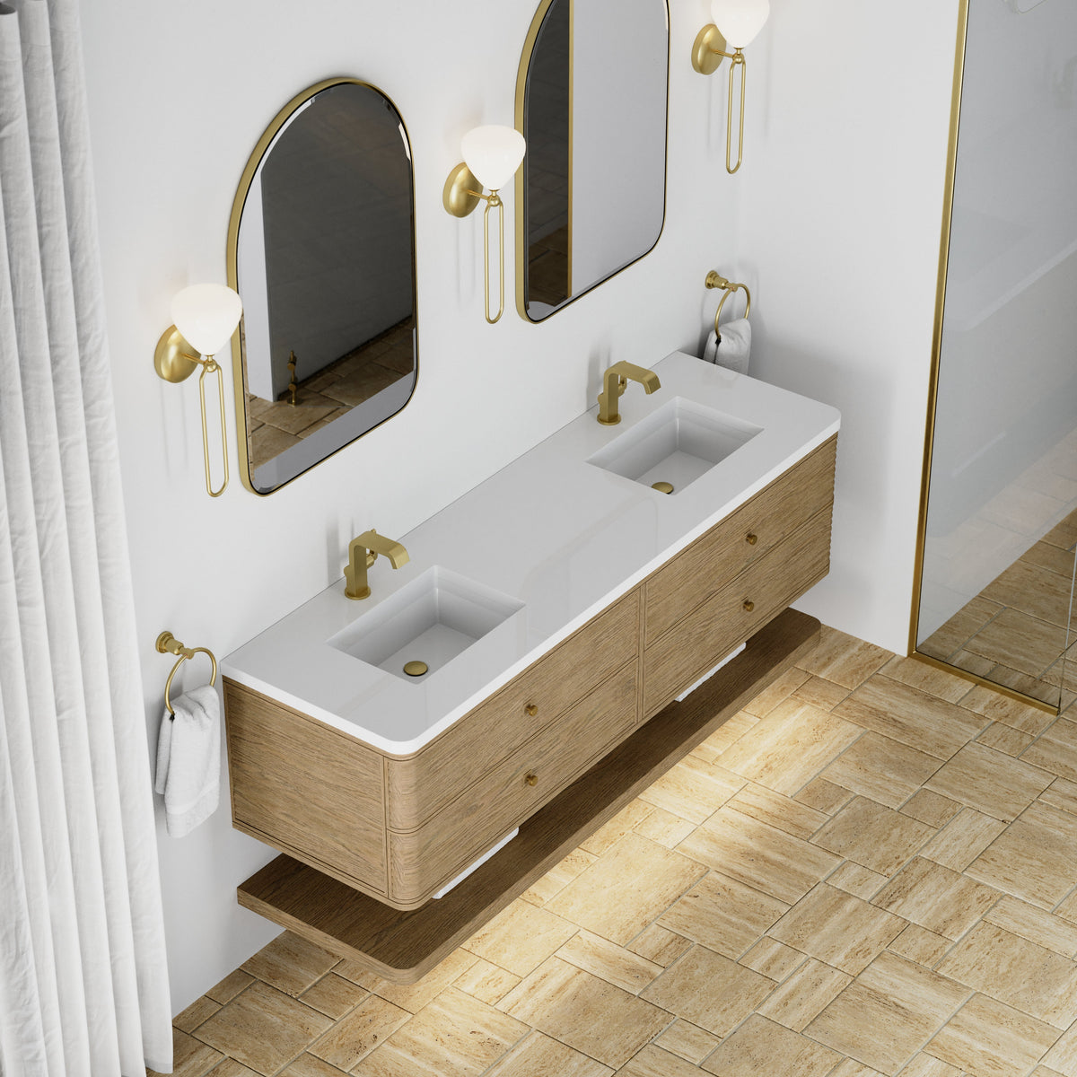 
                  
                    Allamari 72" Double Vanity in Dune Mist Double Bathroom Vanity James Martin Vanities White Zeus Silestone Single-Hole Faucet 
                  
                