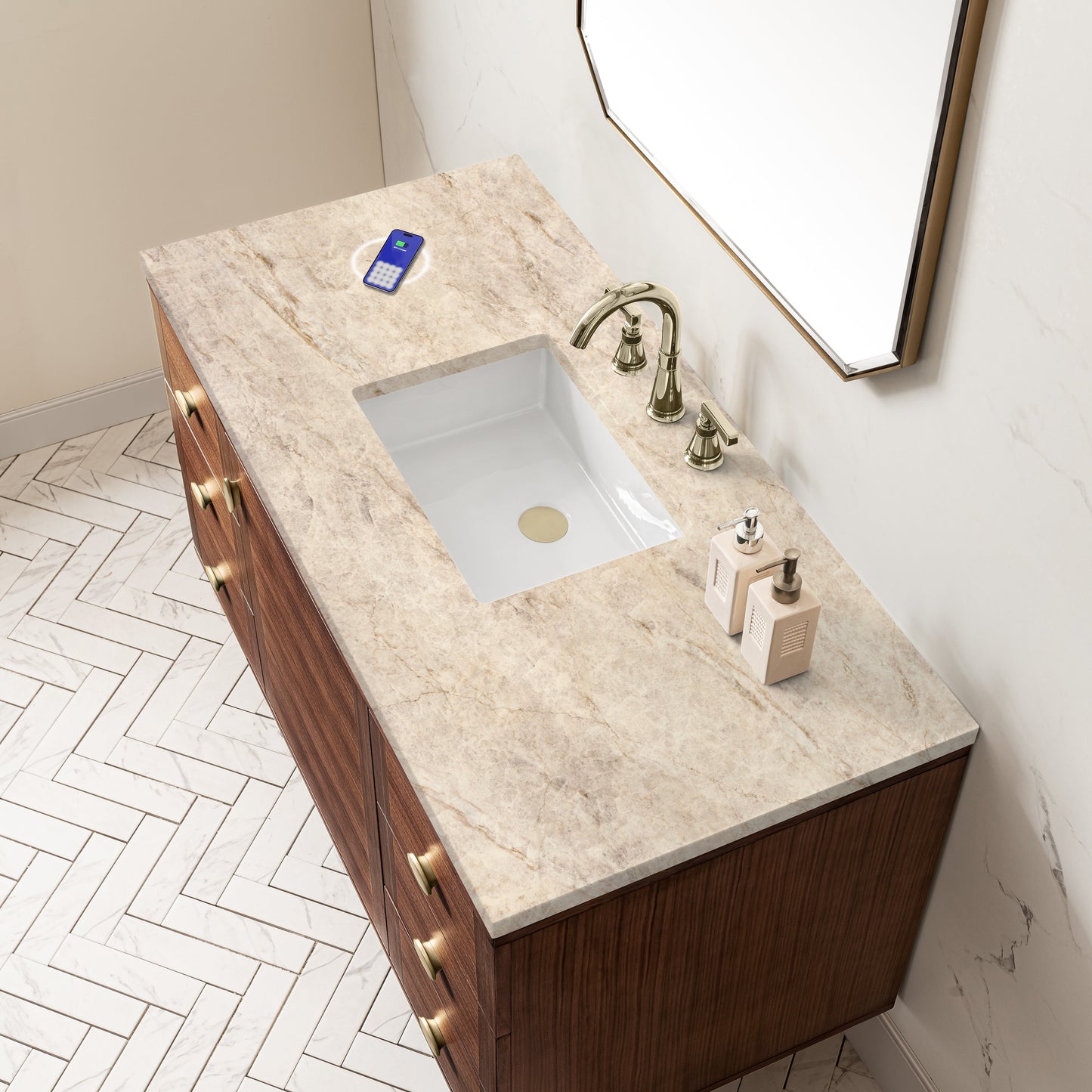 
                  
                    Amberly 48" Single Vanity in Mid-Century Walnut Single Bathroom Vanity James Martin Vanities FreePower-Enabled Tajnar Eclos 
                  
                