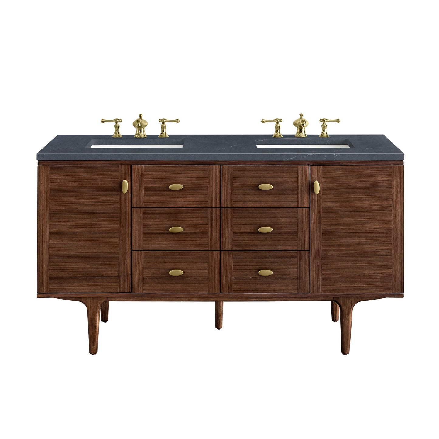 
                  
                    Amberly 60" Double Vanity in Mid-Century Walnut Double bathroom Vanity James Martin Vanities 
                  
                