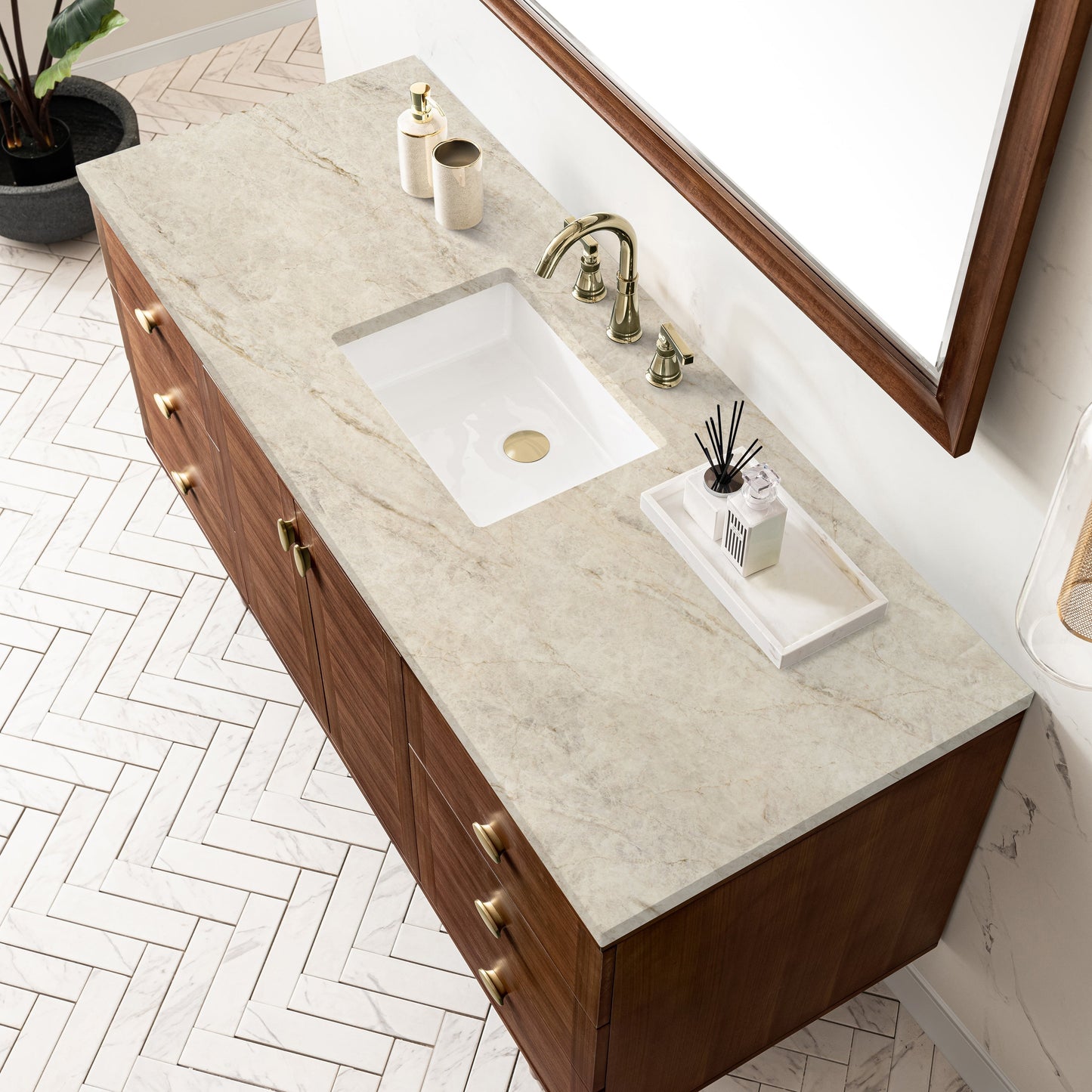
                  
                    Amberly 60" Single Vanity in Mid-Century Walnut Single Bathroom Vanity James Martin Vanities Tajnar Eclos 
                  
                
