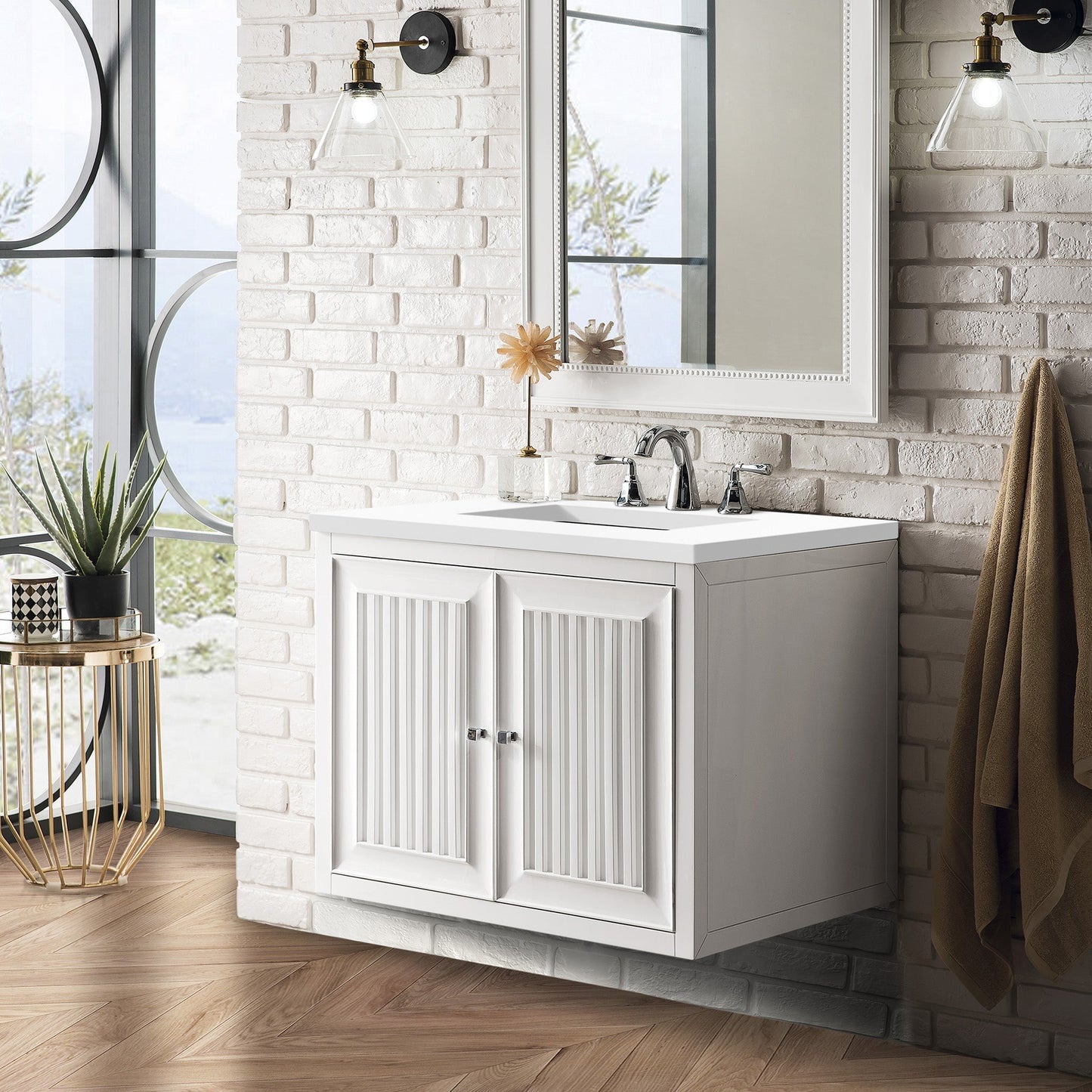 
                  
                    Athens 30" Single Vanity Cabinet in Glossy White Single Bathroom Vanity James Martin Vanities 
                  
                