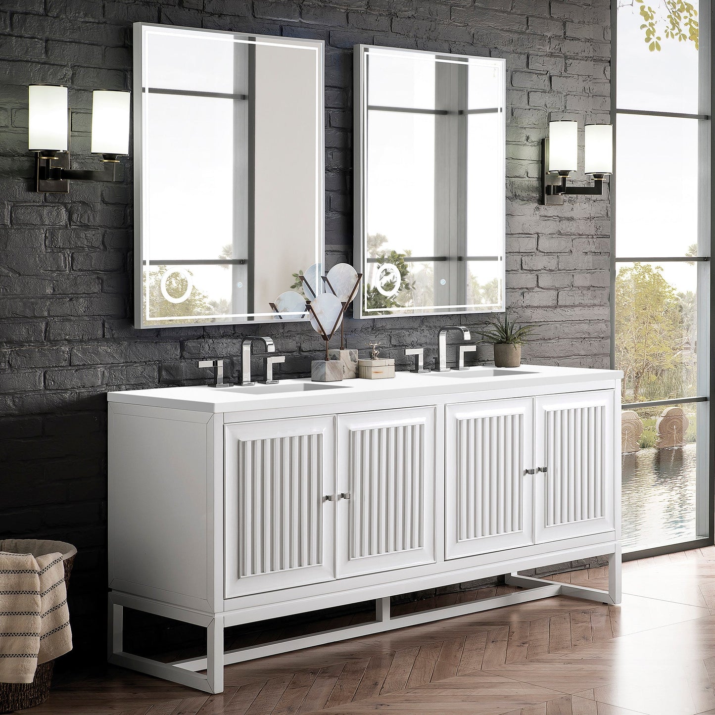 
                  
                    Athens 72" Double Vanity Cabinet, Glossy White Double Bathroom Vanity James Martin Vanities 
                  
                