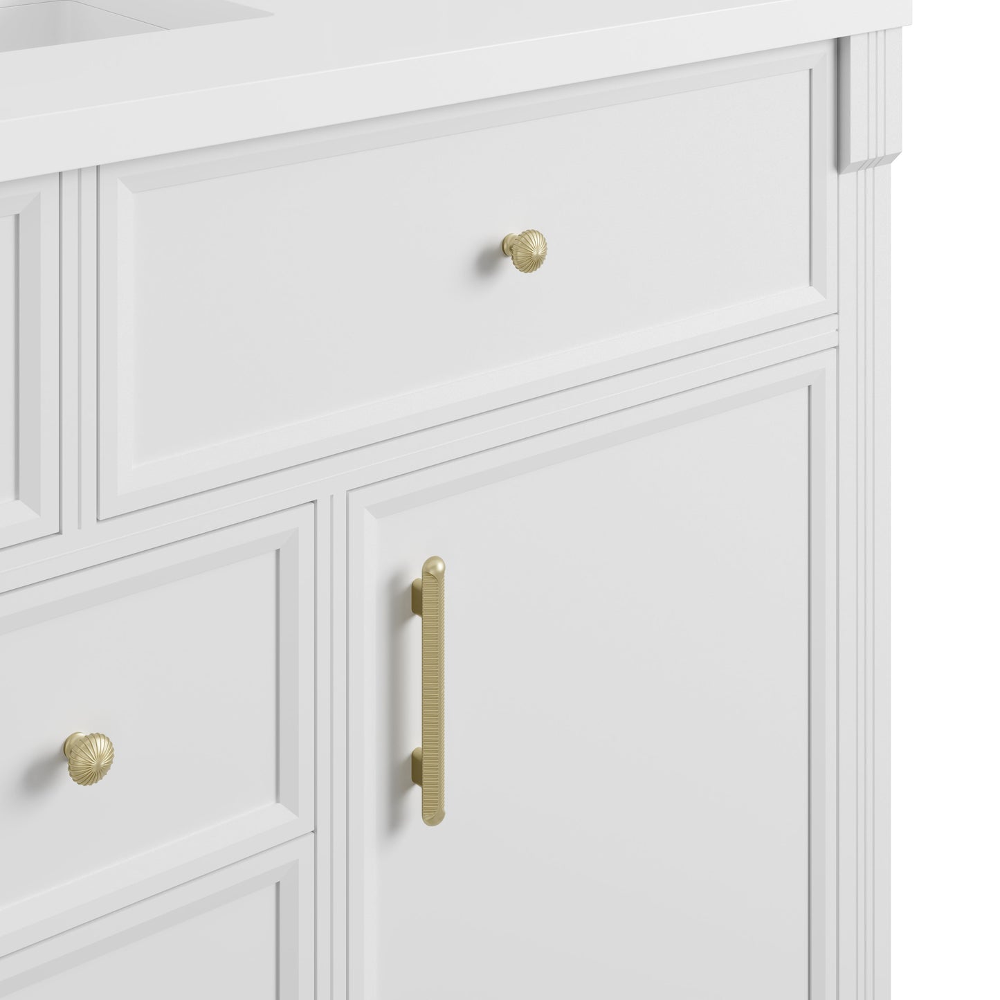 
                  
                    Bellshire 120" Dual Vanity Set with 24" Make-Up Counter in Bright White James Martin Vanities 
                  
                