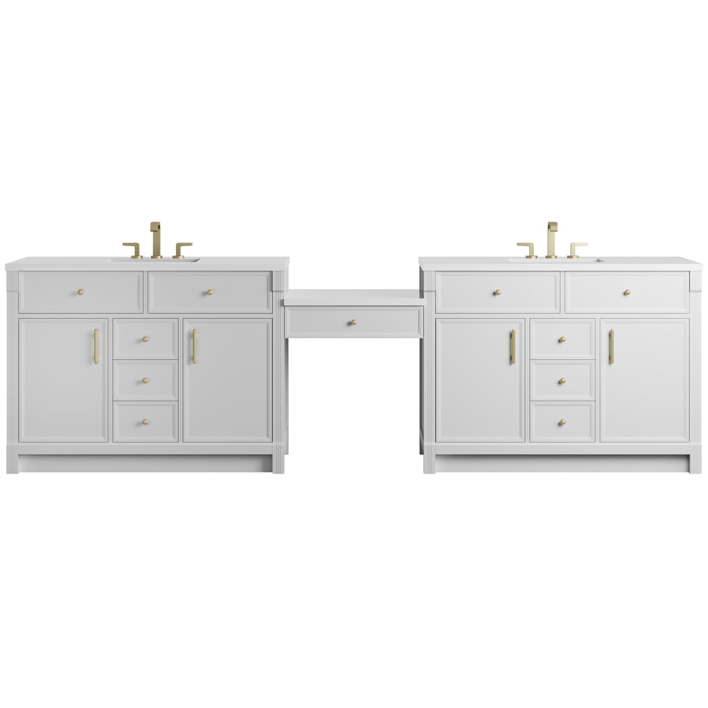 
                  
                    Bellshire 120" Dual Vanity Set with 24" Make-Up Counter in Bright White James Martin Vanities 
                  
                