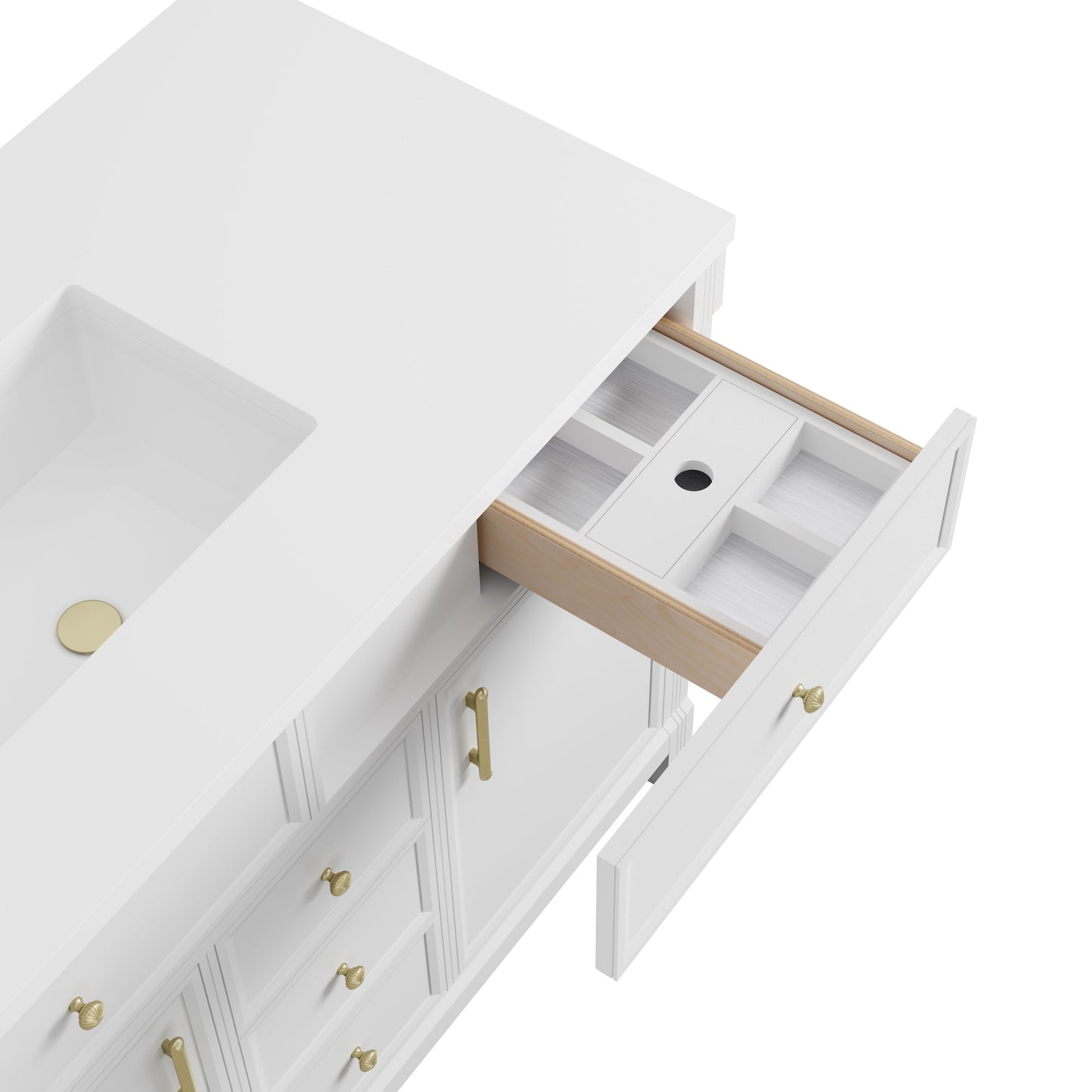 
                  
                    Bellshire 120" Dual Vanity Set with 24" Make-Up Counter in Bright White James Martin Vanities 
                  
                