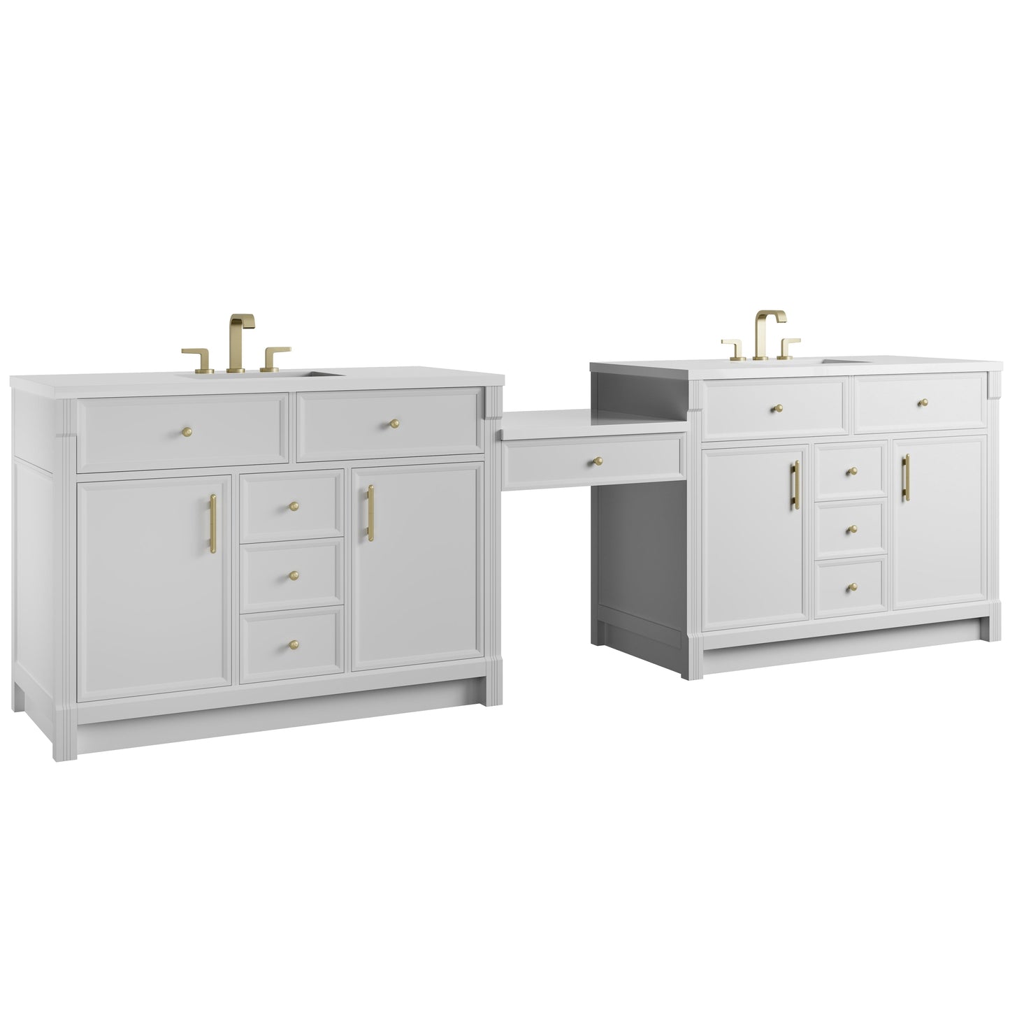 
                  
                    Bellshire 120" Dual Vanity Set with 24" Make-Up Counter in Bright White James Martin Vanities 
                  
                