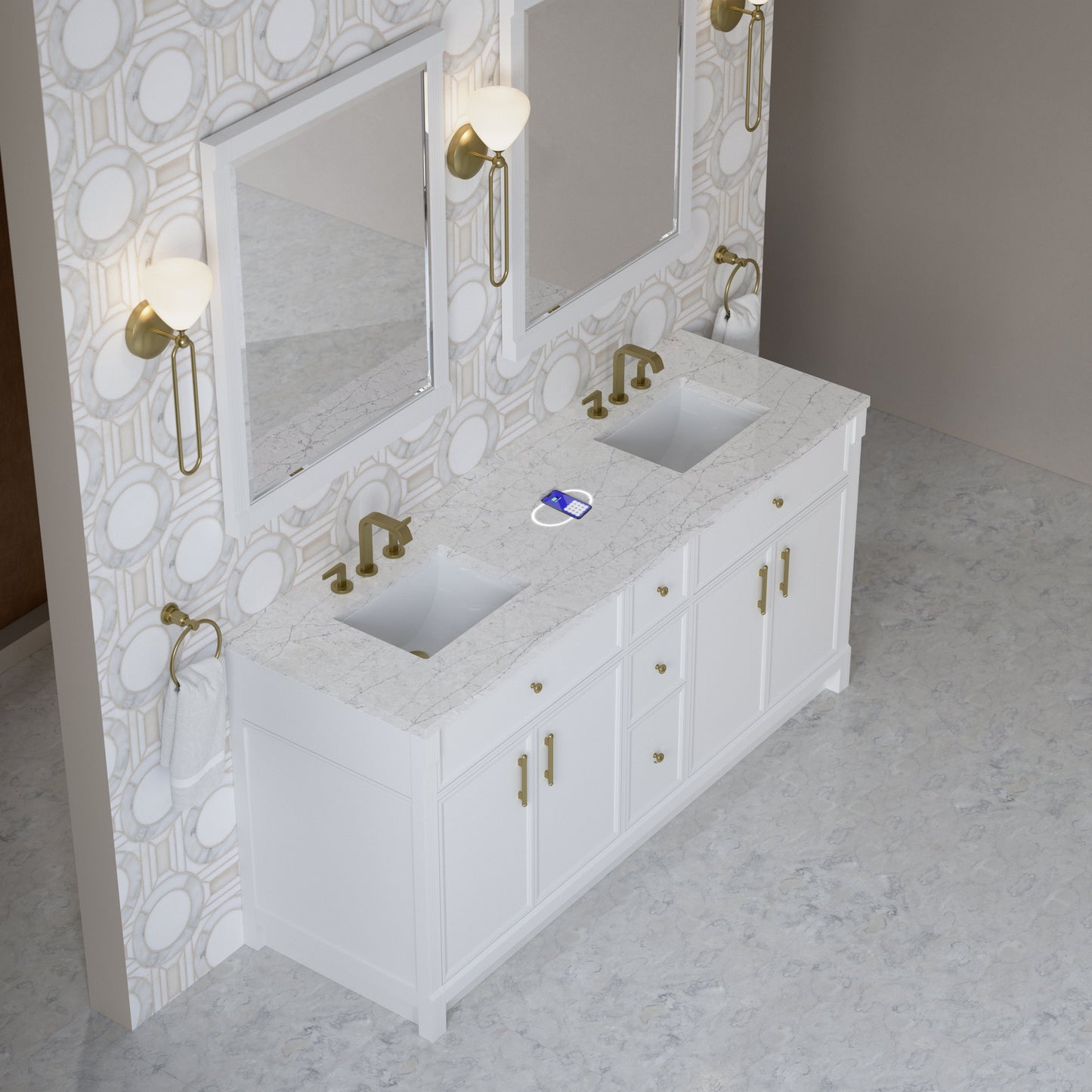 
                  
                    Bellshire 72" Double Vanity in Bright White - James Martin Vanities
                  
                