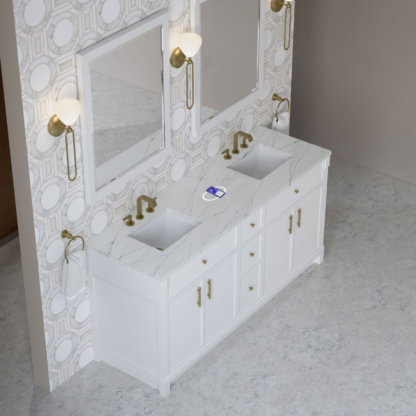 
                  
                    Bellshire 72" Double Vanity in Bright White - James Martin Vanities
                  
                
